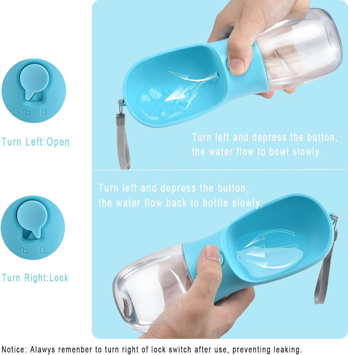 Dog Water Bottle with Food Container, Travel Puppy Water Bowl, Portable Pet Dispenser, Dog Gift Stuff Accessories Items, Puppy Essentials Necessities for Yorkie Cat Walking and Hiking