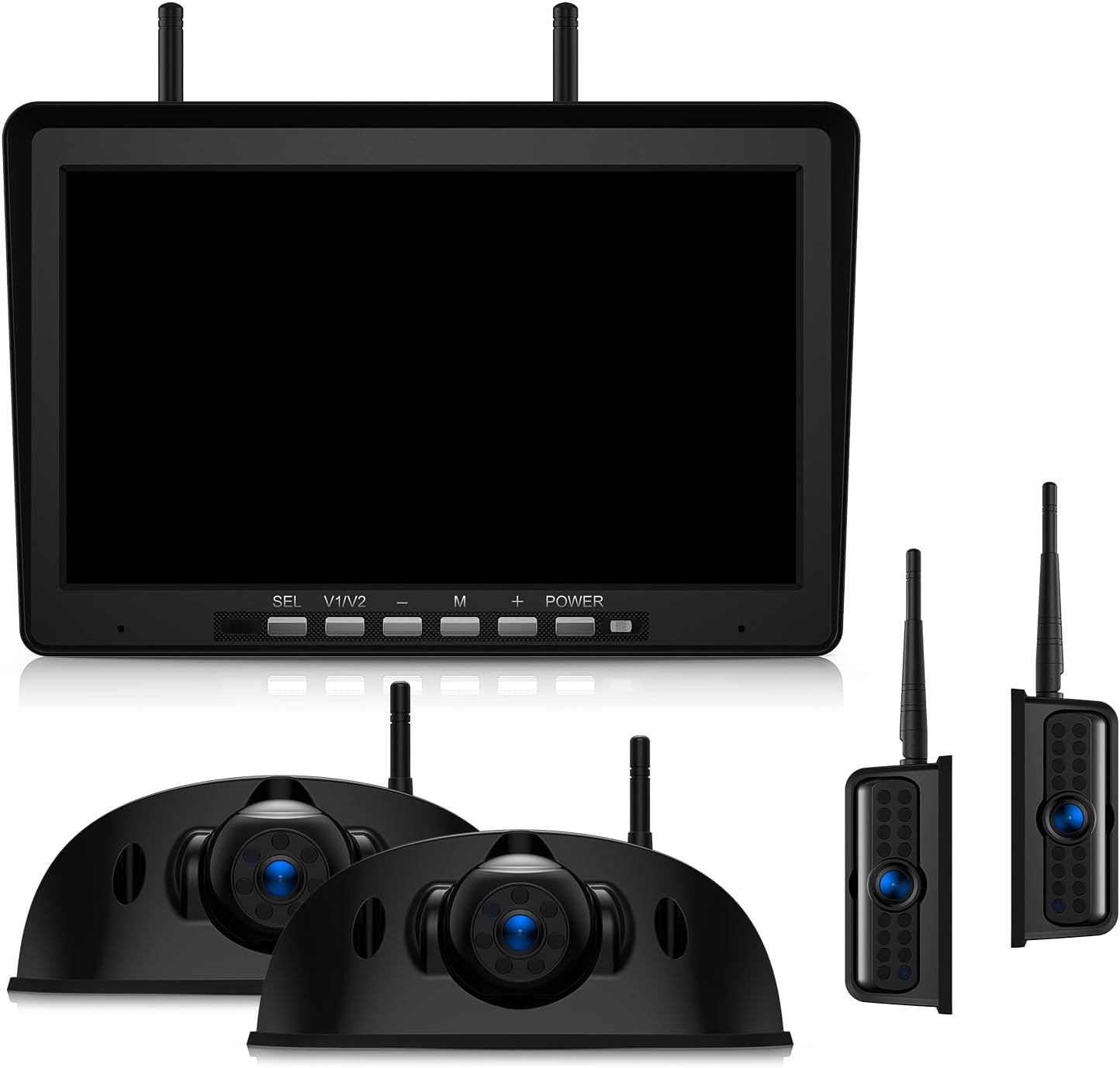 10.1" RV Backup Camera Wireless System Plug and Play, Pre-Wired for Furrion RV Trailer Camper, HD 1080P Quad Split Monitor with 2 Rear View & 2 Side View Cameras, IP69K Waterproof, BY504