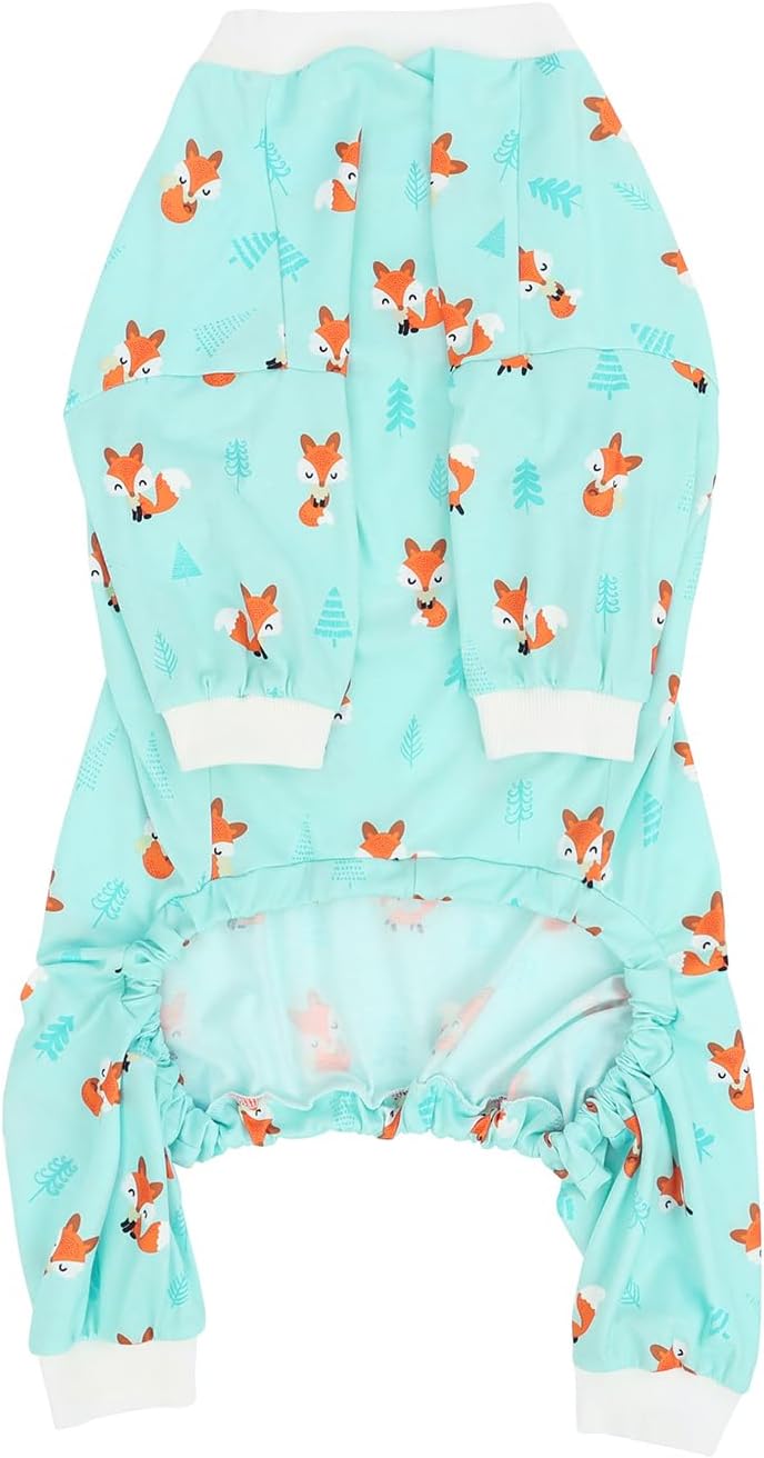 HDE Dog Pajamas One Piece Jammies Jumpsuit Pet Clothes Outfit Stretchy Lightweight Comfy Shirt Pjs for M-3XL Dogs Winter Foxes - 2XL