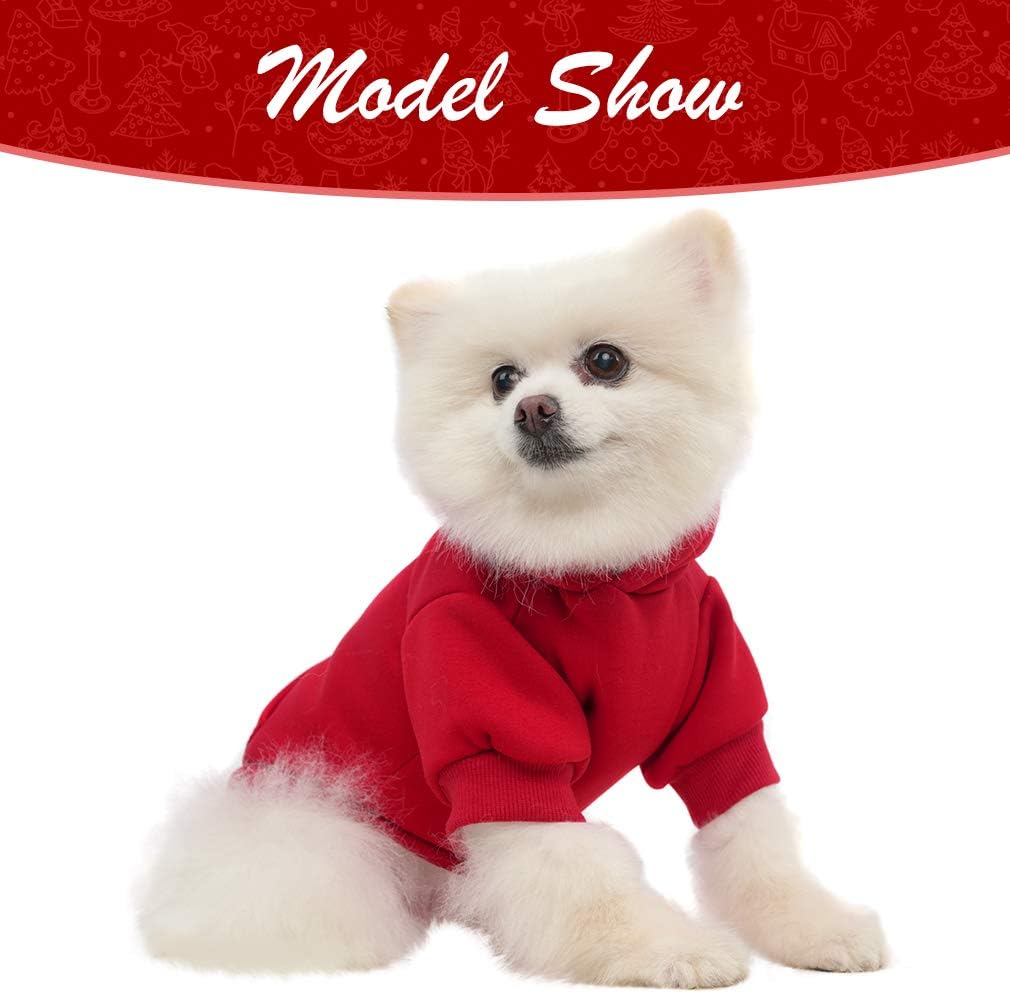 KOOLTAIL Basic Dog Hoodie - Soft and Warm Dog Hoodie Sweater with Leash Hole and Pocket, Dog Winter Coat, Cold Weather Clothes Sweatshirt for Small Medium Large Dogs Puppy Cat Boys Girls Red M