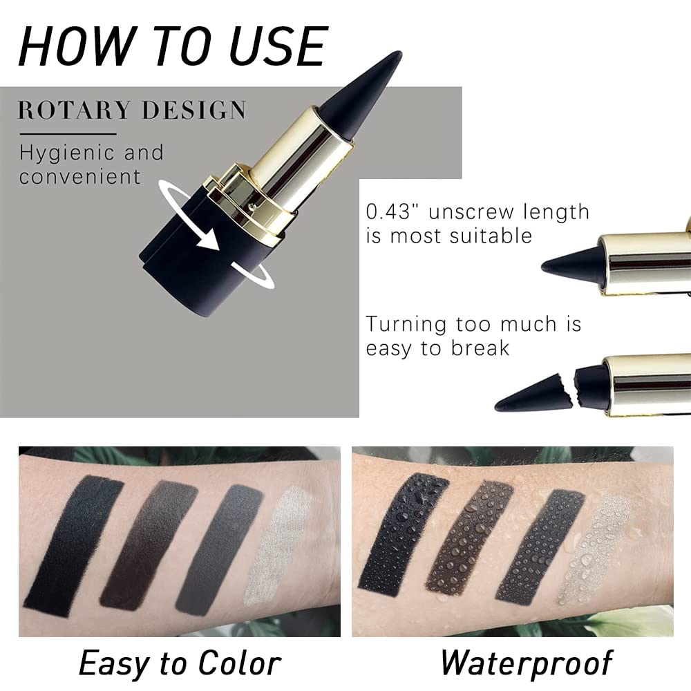 evpct 2Pcs Black Brown Long Wear Gel Eyeliner Pencils for Eye Black Face Paint, Goth Halloween Makeup Kit, Eye Liner Waterproof Smudge Proof, Cream Coal Brown Eyeliner Lipstick Set, delineador de ojos