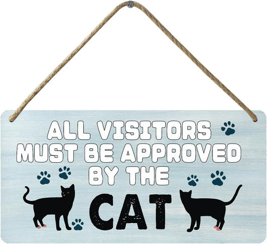 Black Cat Decor For Cat Lovers Cat Wooden Door Sign Cat Gifts For Cat Lovers Wood Cat Home Wall Decor All Visitors Must Be Approved By The Cat Signs Love Wall Decoration Cat Funny Cats Sign 12x6 In
