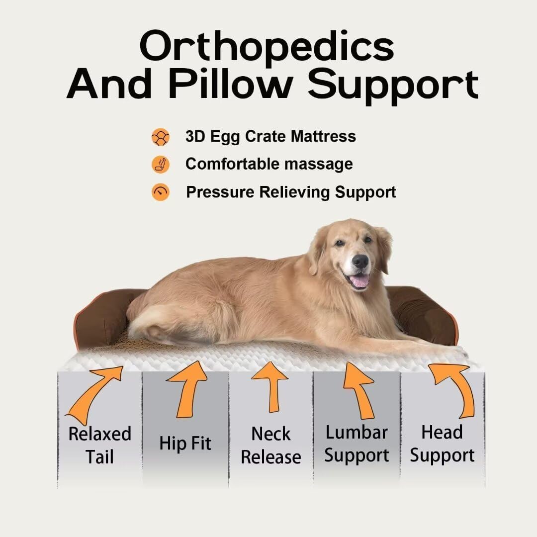 Small Dog Bed Waterproof Orthopedic Dog Beds for Medium Sized Dogs Comfy Pet Cat Bed with Sides, Washable Removable Cover