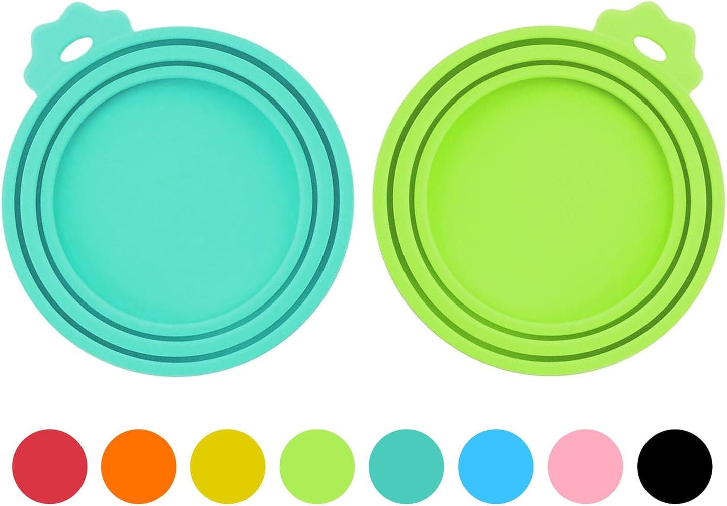 2 Pack Pet Food Cans Lids, Silicone Food Can Covers for Dog and Cat, BPA Free/Food Safe/Universal, One Fit Most Standard Size Food Can Top Teal/Green