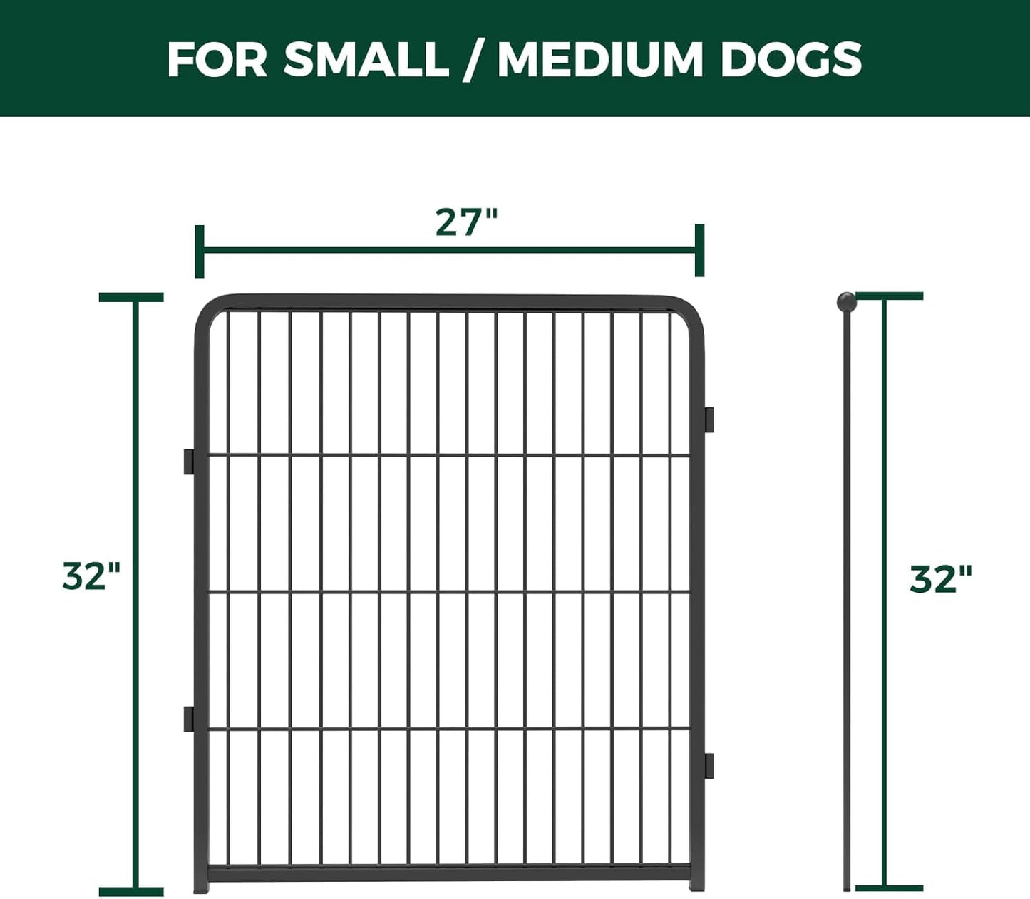 FXW Homeplus Unleashed Indoor Dog Playpen - Stress-Free and Safe Play, Heavy Duty 32 Inch 2 Wire Panels Dog Pen for Small and Medium Dogs, Black│Patented