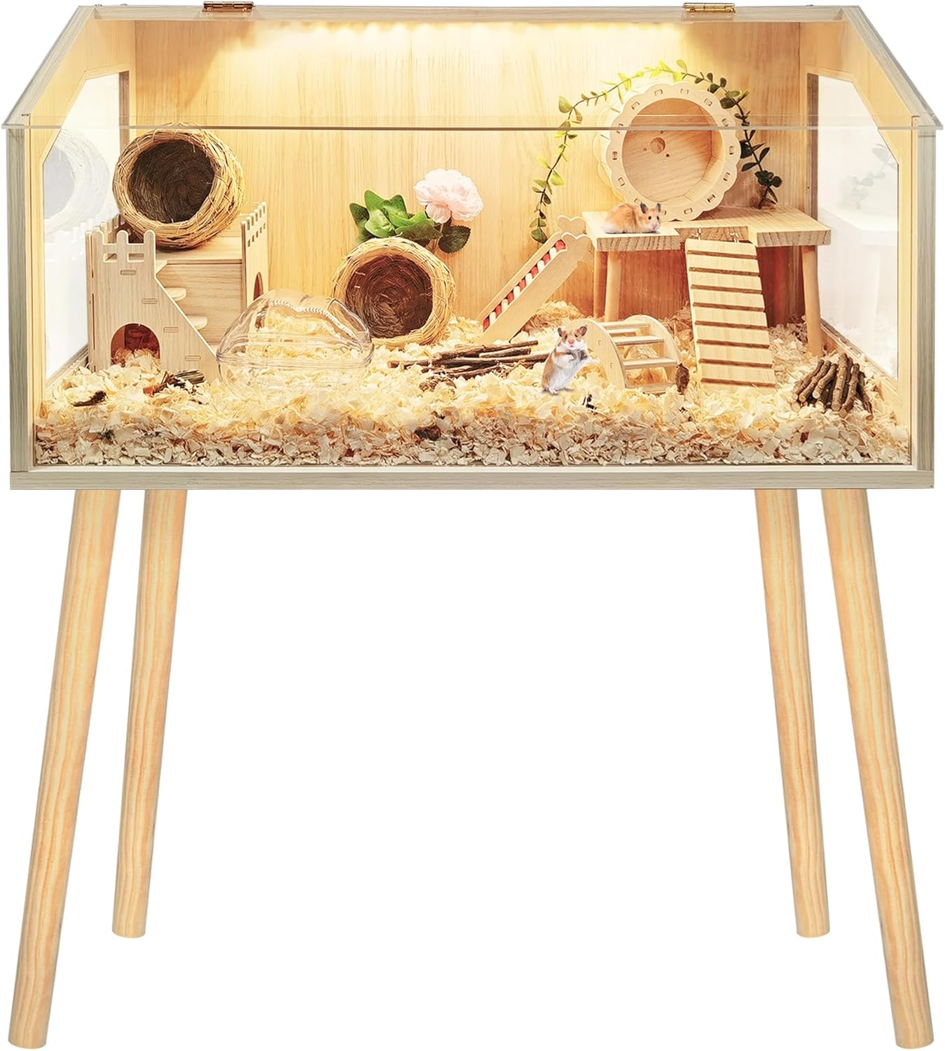 Prolee Hamster Cage with Legs, Guinea Pig Cages Chew Proof, Hamster House, Hamster Cages and Habitats with Lockable Design, 32" L x 16" W x 40" H