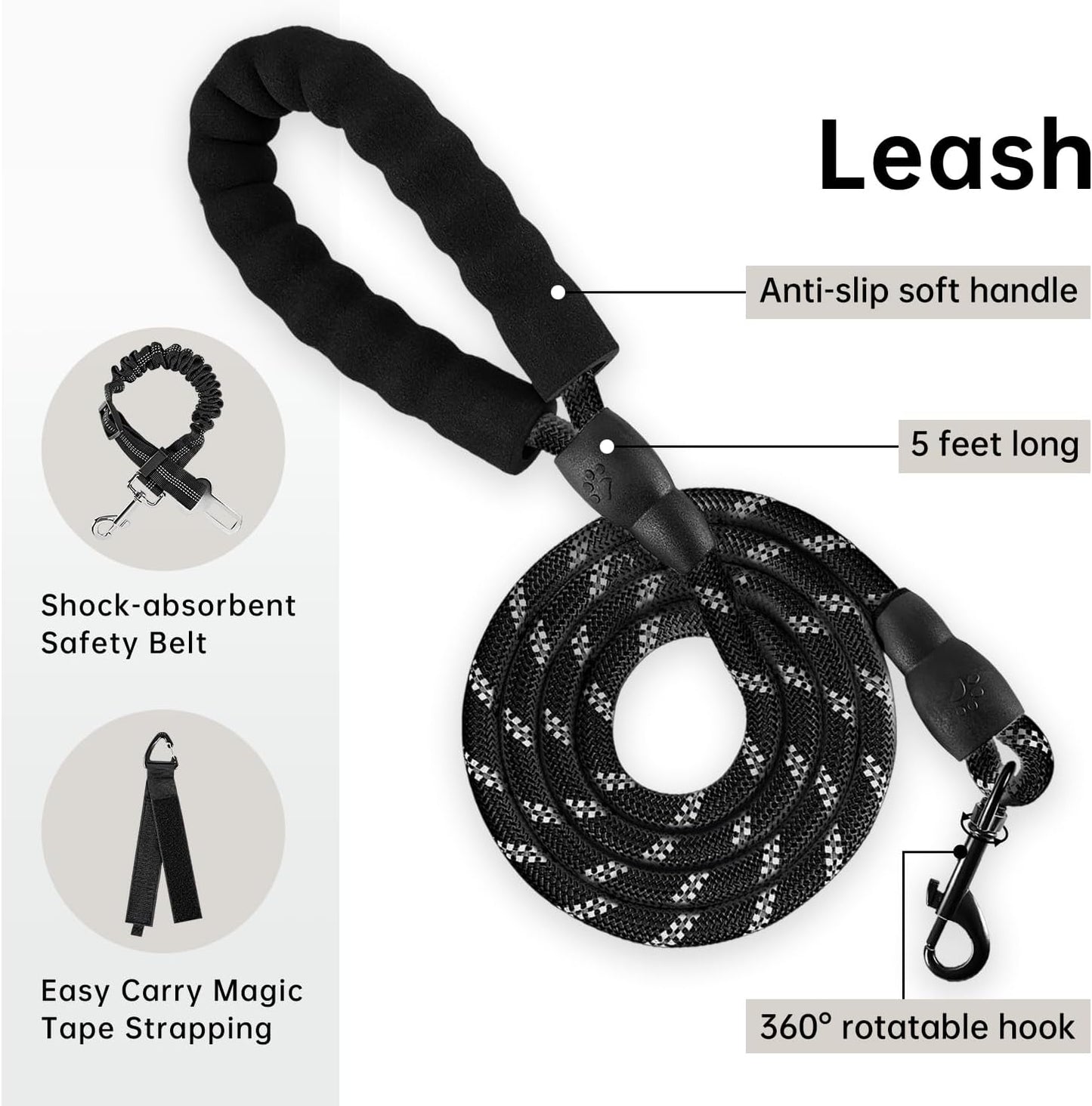 IVY&LANE No Pull Dog Harness with Leash Set, Reflective No Choke Pet Vest,Adjustable Oxford Dog Vest Harness with Easy Control Handle for Large Dogs (Vintage Blue,XL)