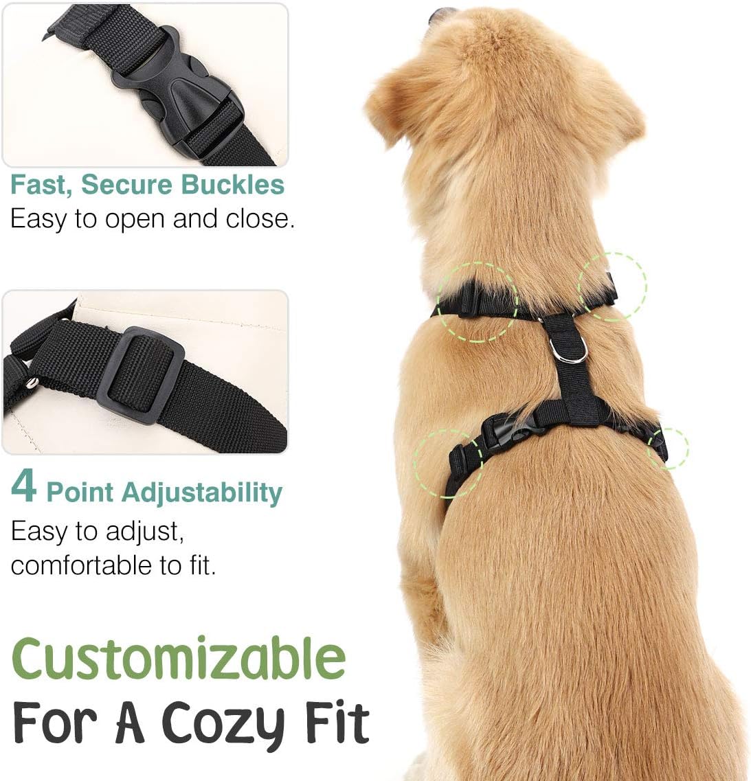 Dog Seat Belt, Safety Vest Dog Car Harness with Adjustable Buckle Dog Seat Belt for Vehicle Nylon Pet Safety Seat Belts Heavy Duty(L, Purple)