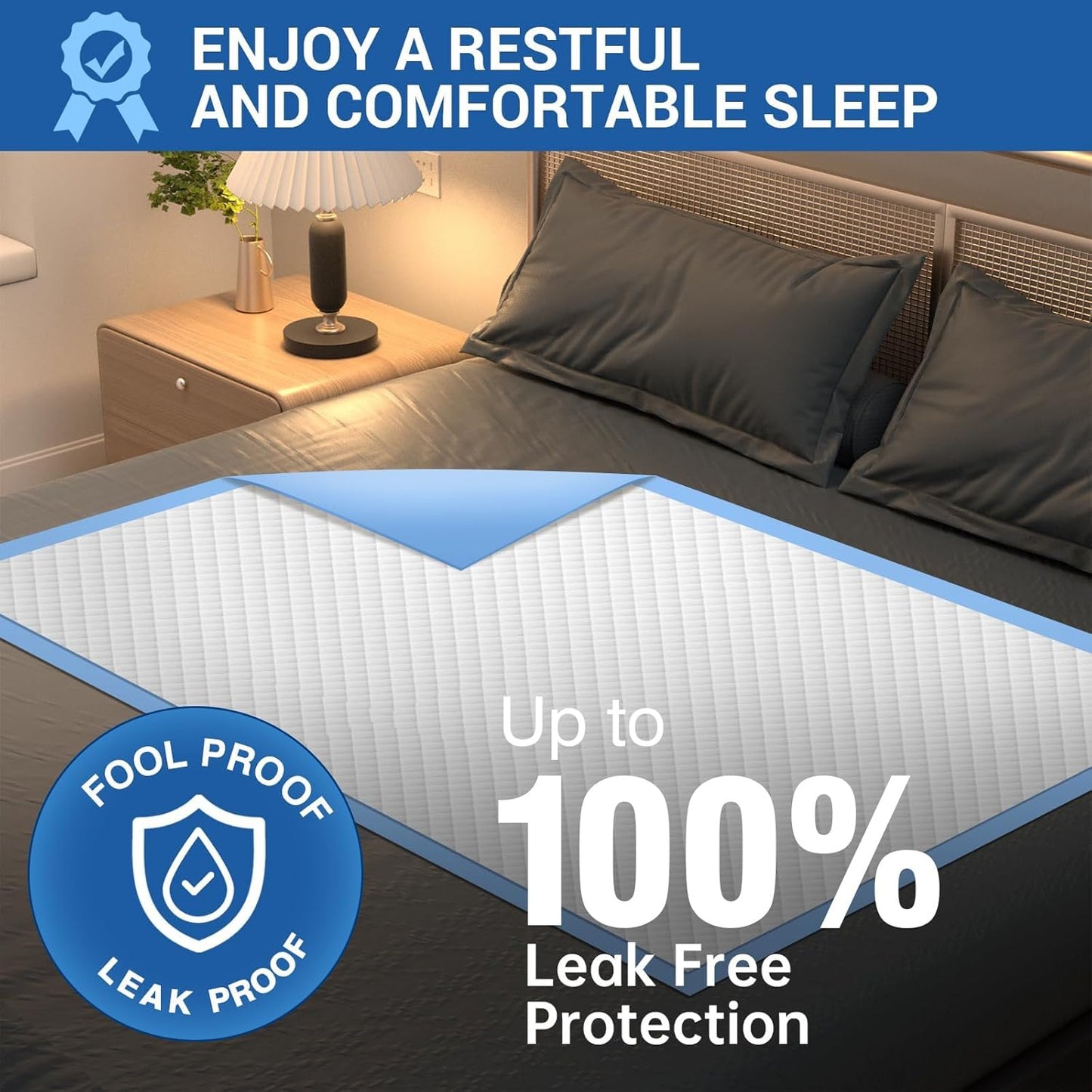 Bed Pads Disposable 40"X60" Super Absorbent Pee Pads, Oversized Underpads for Adults, Elderly, Pets [150x200CM, 15pcs]