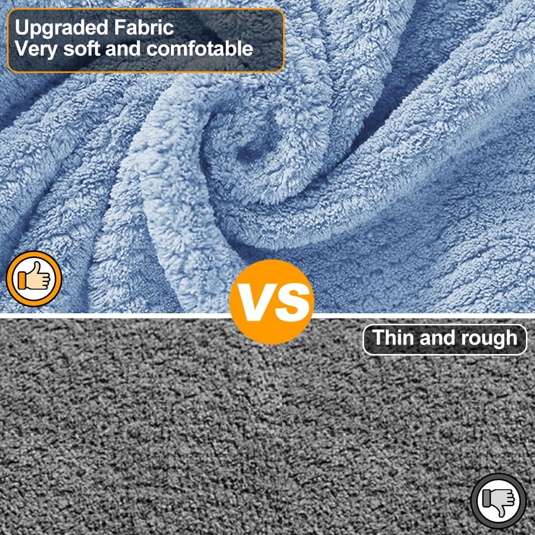 Medium to Large Size Dog Bathrobe, Quick Drying Super Absorbent Used for After Bathing, Warm Dog Towels, Adjustable Hoodies and Belts for Pet Dogs Bath Clothes Products (Blue Jacquard, 3XL)