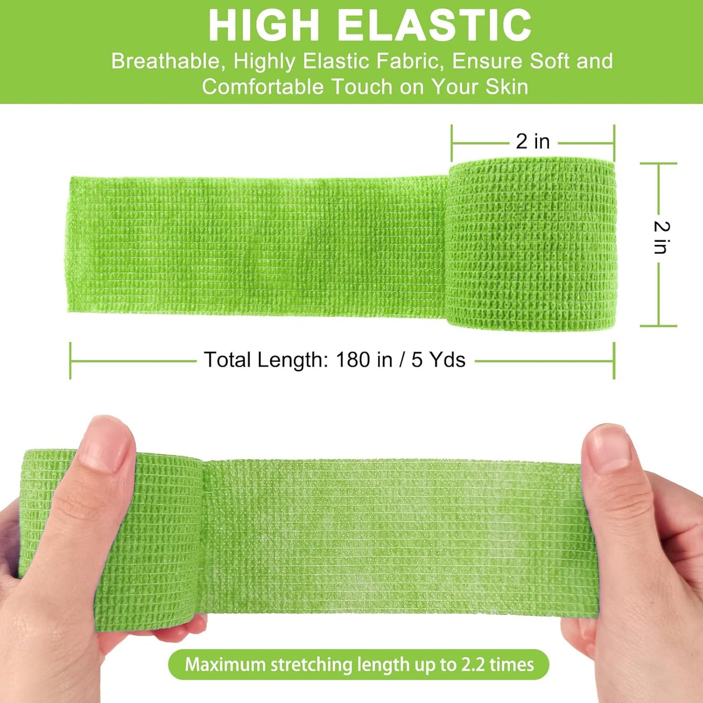 24 Pack Self Adhesive Bandage Wrap 2 Inch, Cohesive Medical Tape for Sports, Elastic Vet Wrap for Athletic, Ankle, Wrist Sprains, Pet First Aid