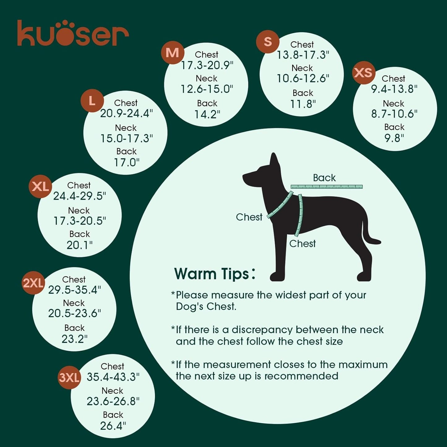 Kuoser Warm Dog Coat, Waterproof Dog Jacket for Extra Large Dogs, Adjustable Durable XL Doggie Winter Coat Reversible Cozy Puppy Cold Weather Apparel from Small to Large Breed, Orange XL
