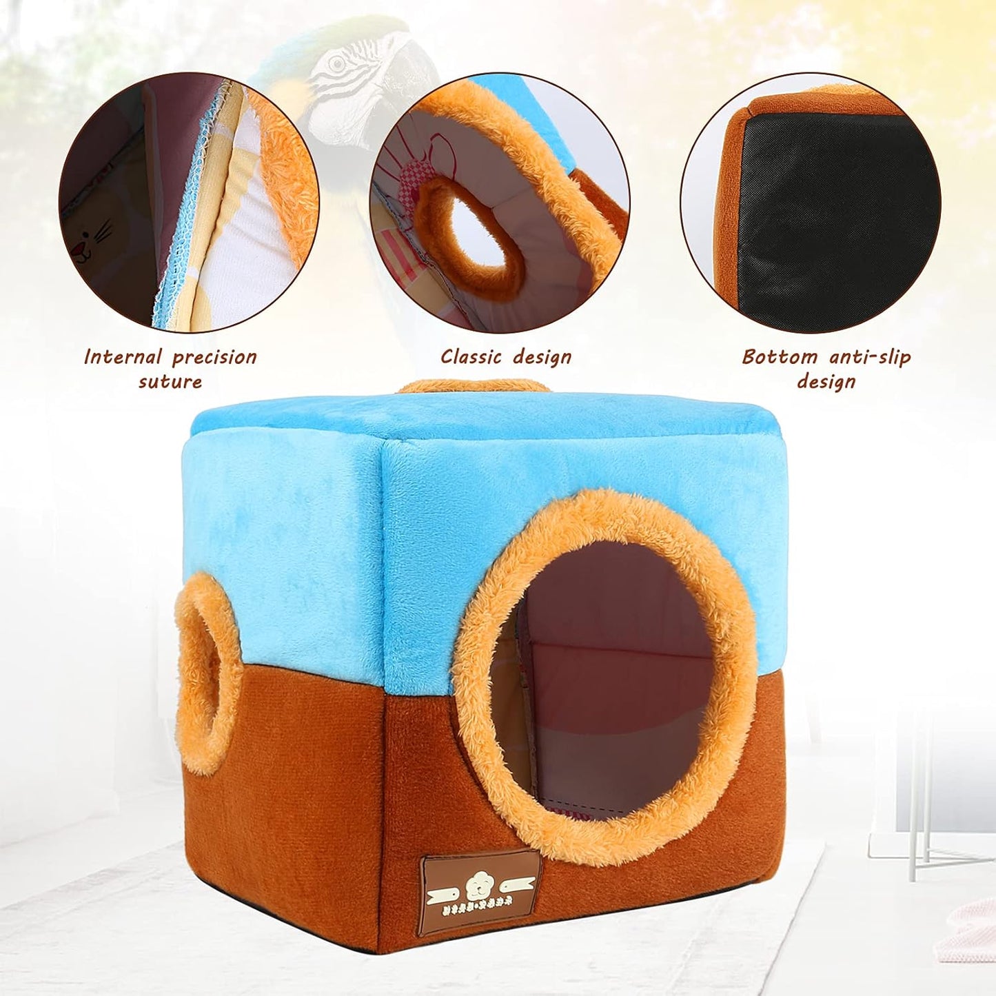 Large Size Parrot Nest House - Winter Warm Bird Snuggle Hut Hanging Birds House Cage Hideaway Cave Bed for Large Birds Amazon Parrots African Grey Cockatoos Macaws
