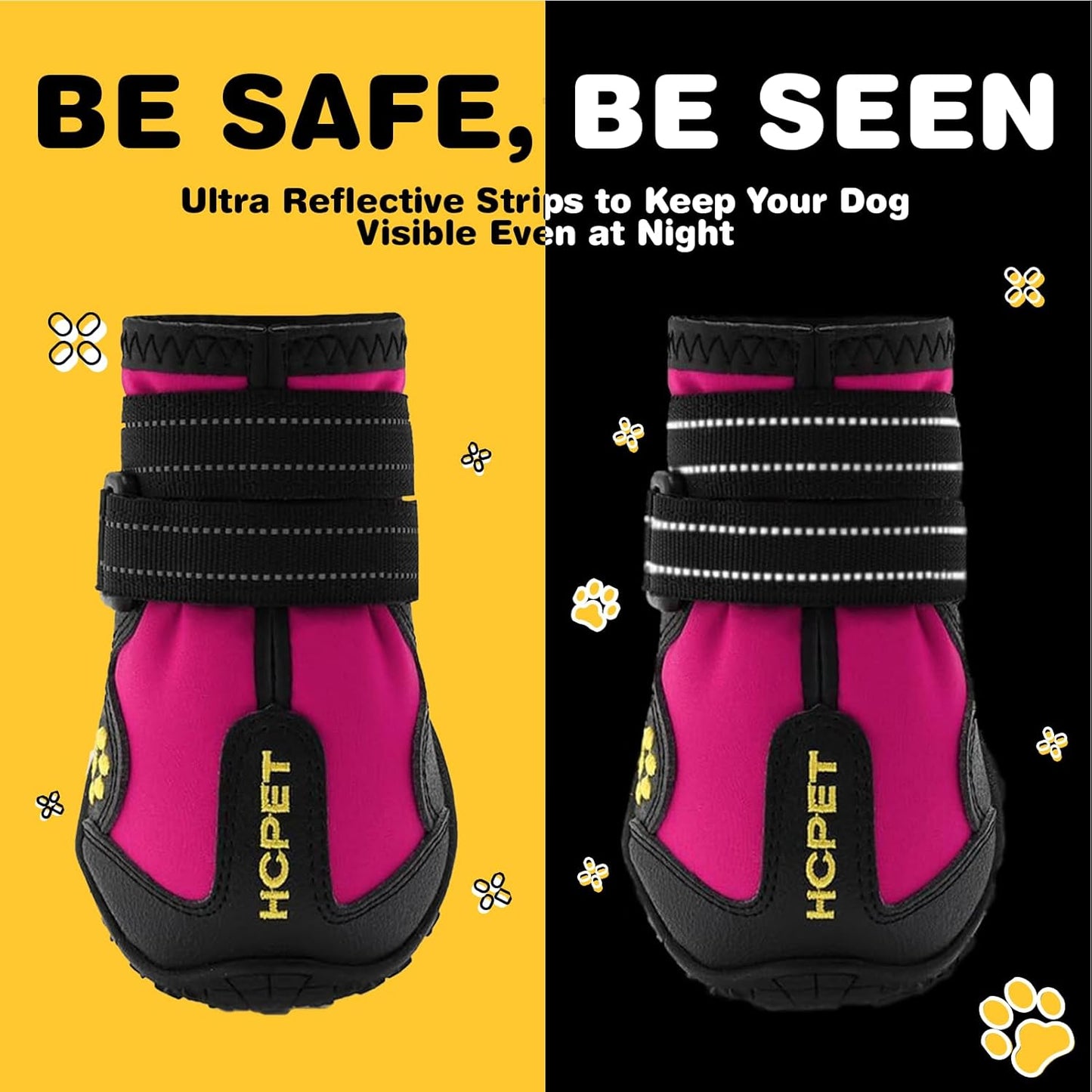 Hcpet Dog Shoes, Dog Boots for Small Dogs, Waterproof Medium Dog Booties Paw Protector for Summer Hot Pavement, Winter Snowy Day, Outdoor Walking, Indoor Hardfloors Anti Slip Sole Pink Size 2