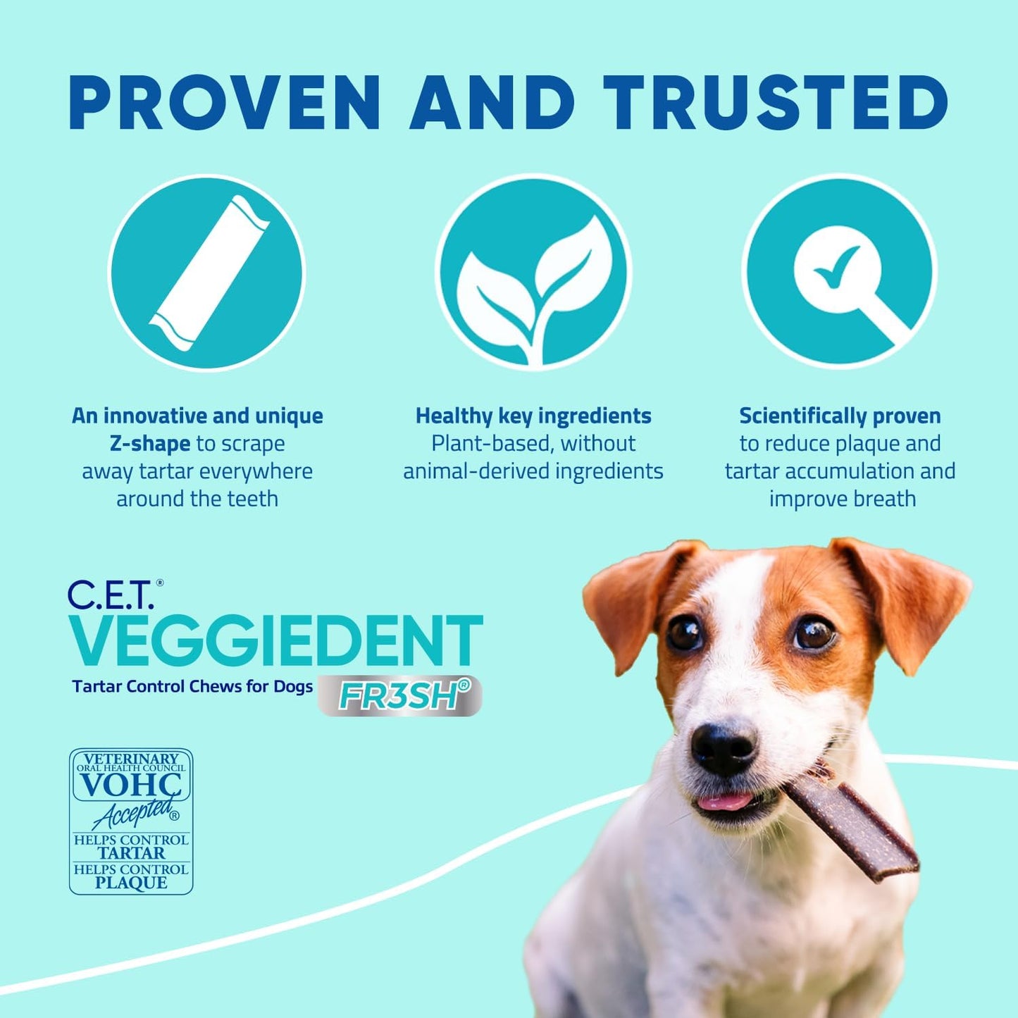 Virbac CET VEGGIEDENT FR3SH Tartar Control Chews for Dogs - Small