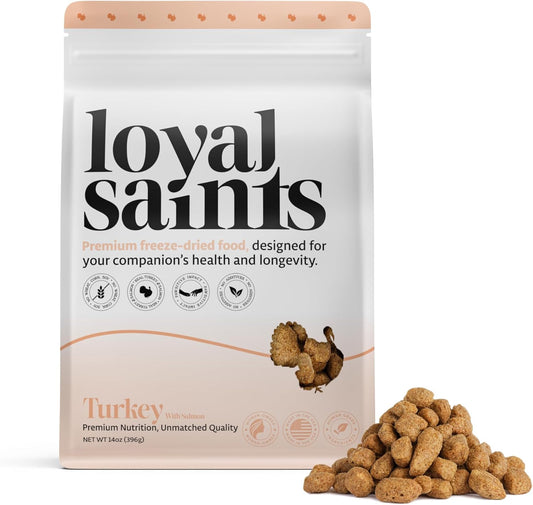 Freeze Dried Raw Dog Food - Premium Turkey and Salmon Flavor with High Protein and Grain Free Dog Food for All Breeds and Picky Eaters - Versatile as Meal Topper, Snack, and Treats, 5 Oz