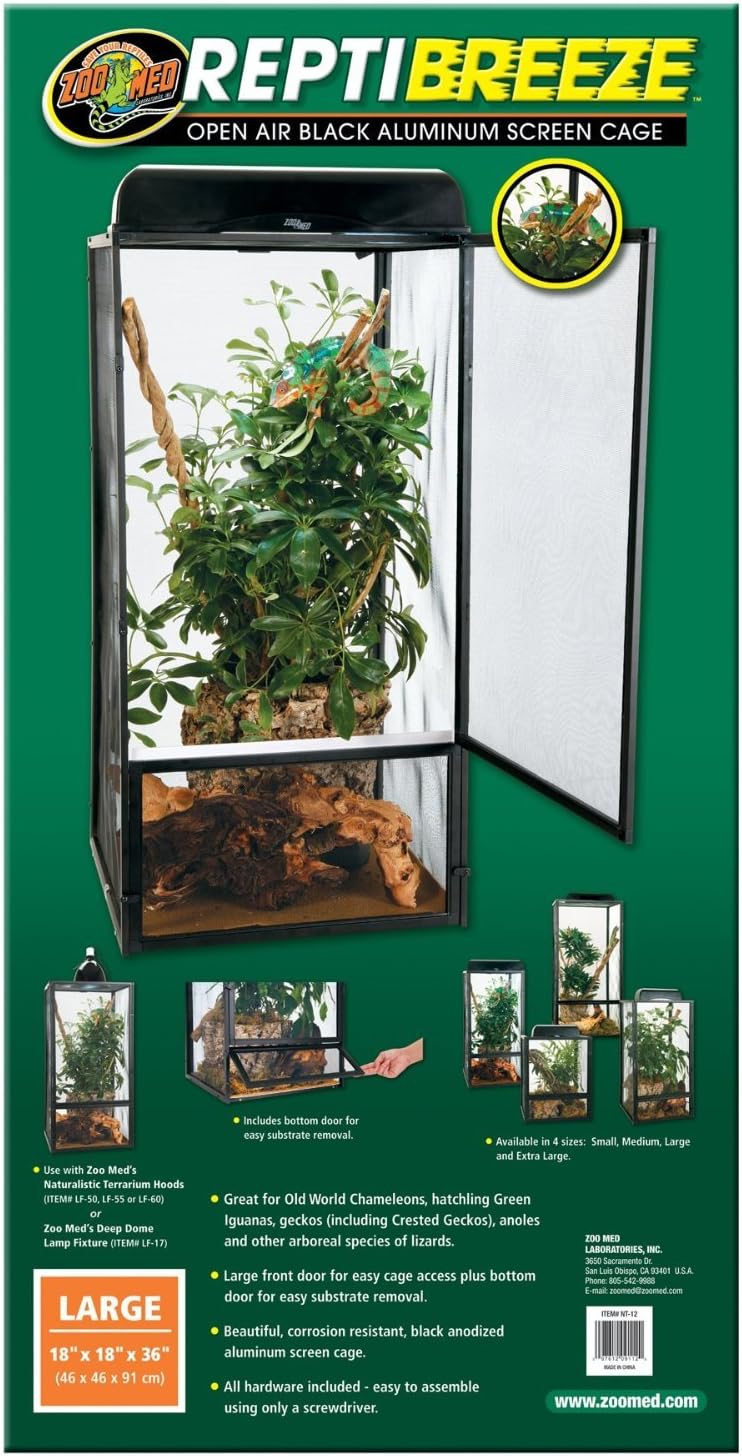 Chlorhexidine Bundle with 18Wx18Dx36H ReptiBreeze Screen Terrarium, Large Size
