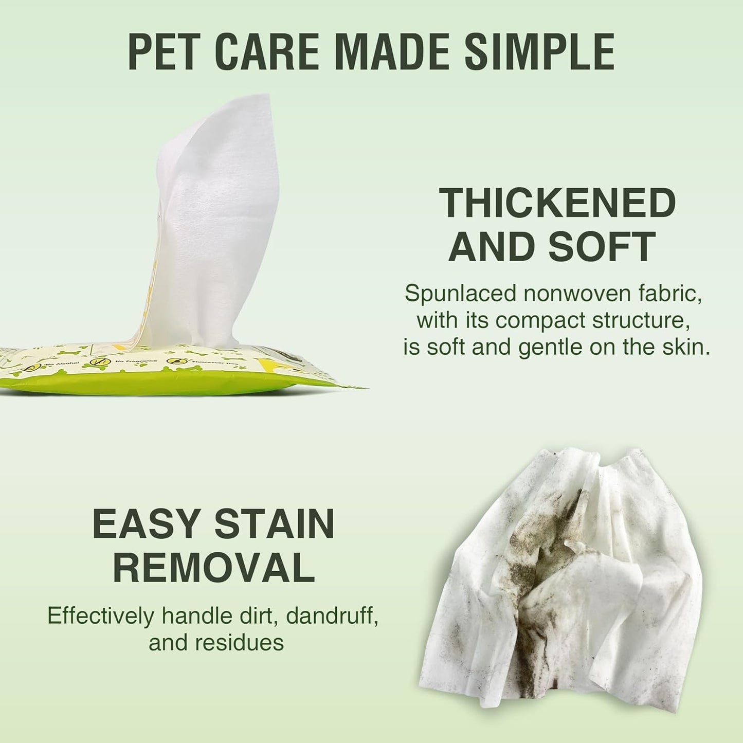 Dog Grooming Wipes-Alcohol-Free Portable Pack, Gentle for Face, Body, Eyes,Ears,Paws and Butt-Cleaning and Grooming for All Pets-10 Pcs
