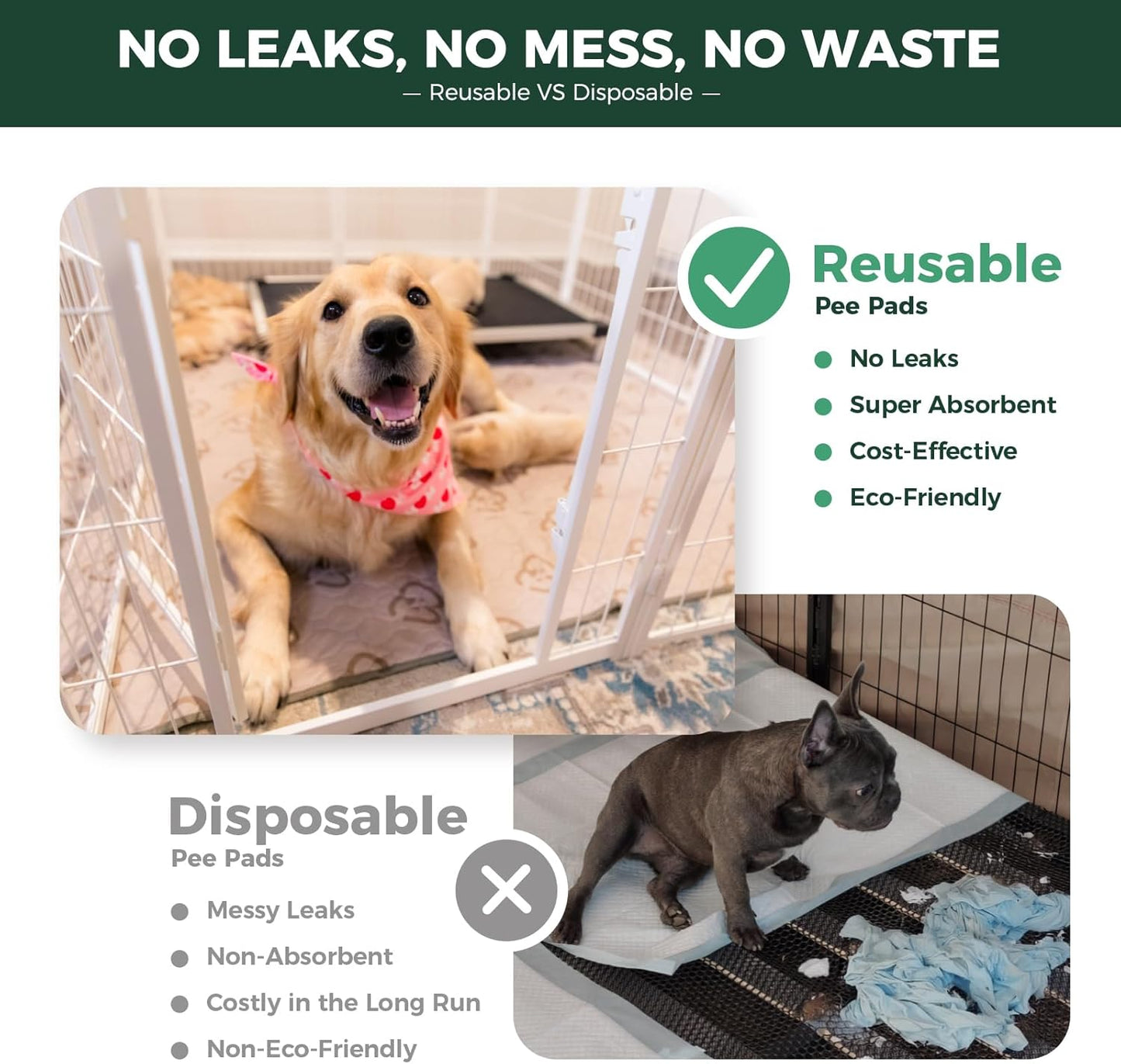 FXW Washable Pee Pads for Dogs, Puppy Pads with Super Absorbent, Specifically Designed for FXW Rollick/Homeplus 32/40/45inch 8 Panels Dog Playpen, 34" Octagon, Khaki, 2 Packs