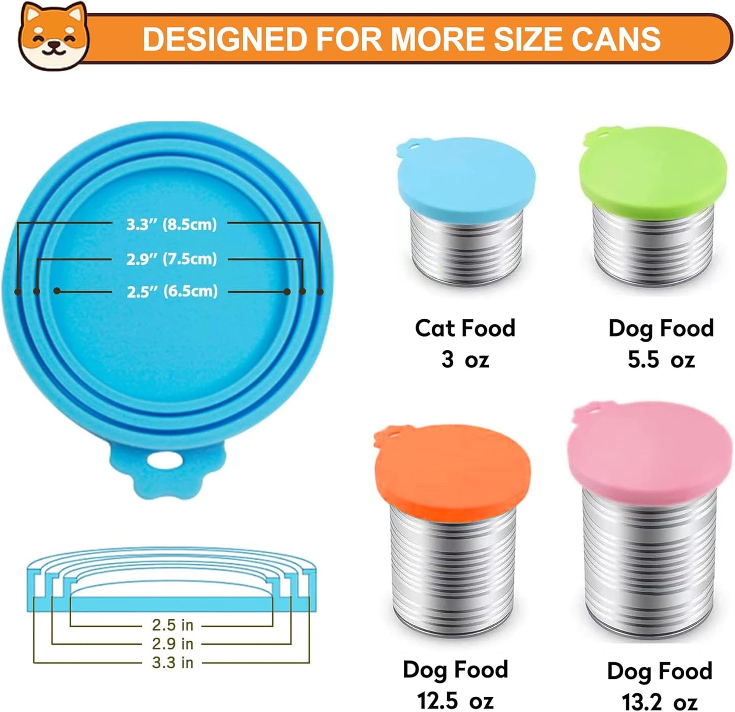 2 Pack Silicone Pet Food Can Lids, BPA Free, Universal Fit, Blue/Teal