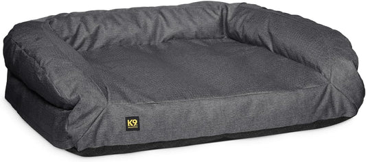 K9 Ballistics Tough Bolster Orthopedic Sofa Dog Bed with Removable Washable Cover - Durable, Water Resistant with Nonskid Bottom - Small, Titanium Premium Finish