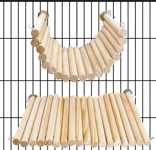 2Pcs Chinchilla Wood Ledge Hamster Wooden Flexible Platform Perch Climbing Toys Cage Accessories for Rat Mouse Sugar Glider Small Animal