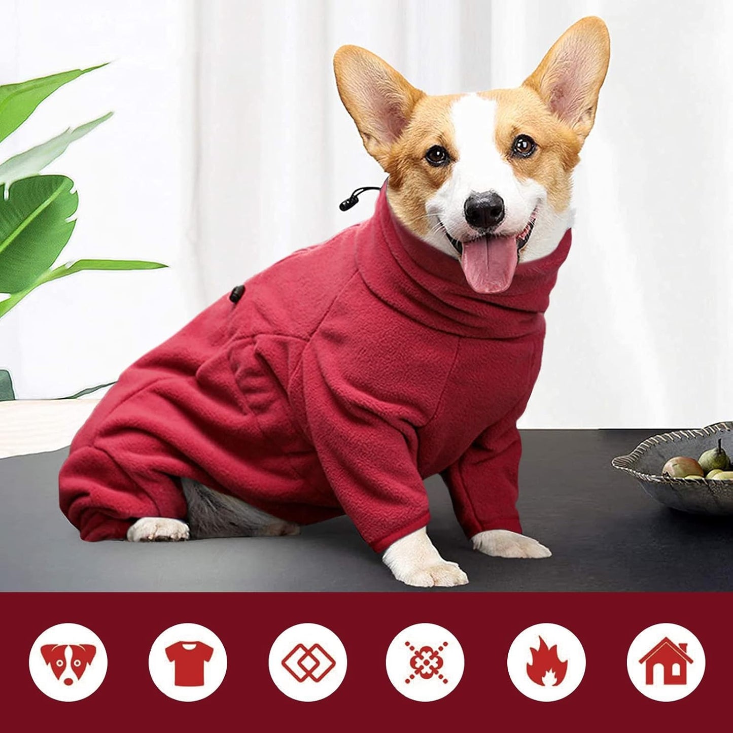 ROZKITCH Dog Snow Jacket, Pet Windproof Warm Cold Weather Jacket Vest Cozy Jumpsuit Apparel Outfit Clothes for Large Giant Dog Walking Hiking Sleep Red 4XL