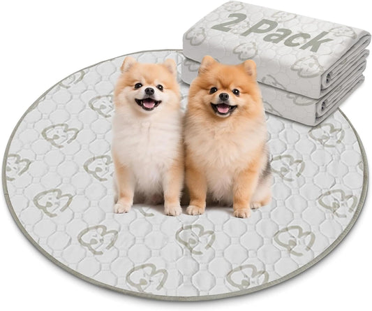 FXW Washable Pee Pads for Dogs, Puppy Pads with Super Absorbent, Specifically Designed for Whelping Box, 32" Round, Khaki, 2 Packs