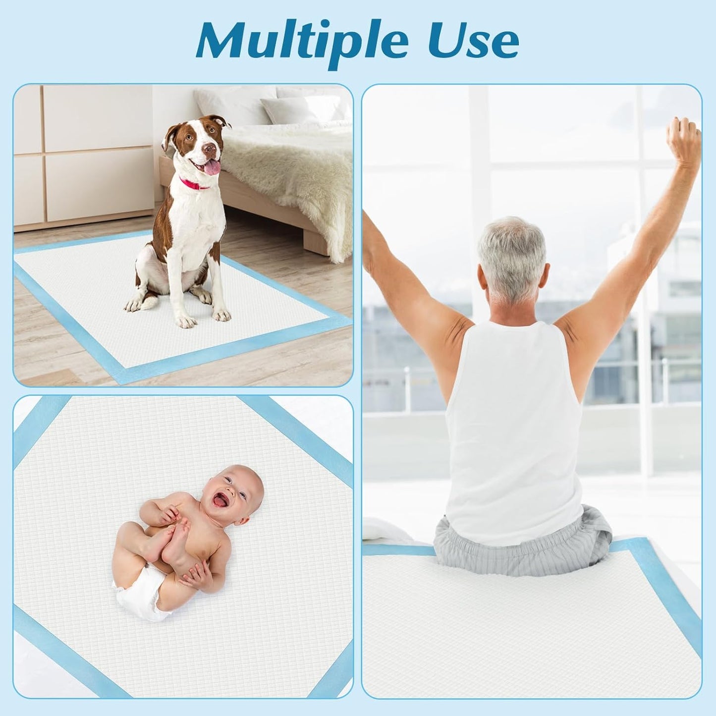 Super Absorbency Disposable Leakproof Underpads with Quick Drying for Baby, Adults, Puppy, Dog Bed Pee Pads, Extra Large, XXL Incontinence Pads, 30” x 36”, 50 Count