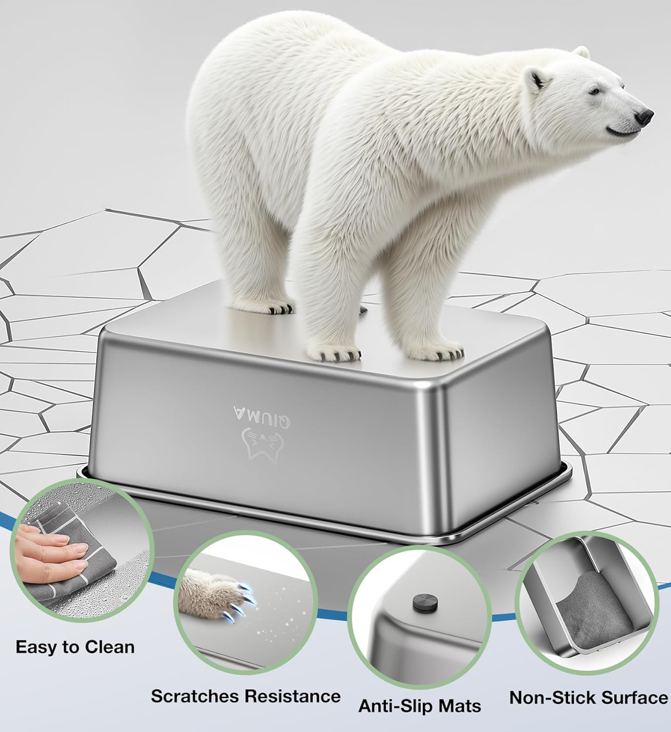 2 Pack Stainless Steel Cat Litter Box, 23.4" L×15.6" W×5.9" H, Metal Kitty Litter Box with High Sided for Big Cats, Non-Stick, Easy to Clean, Odor-Free