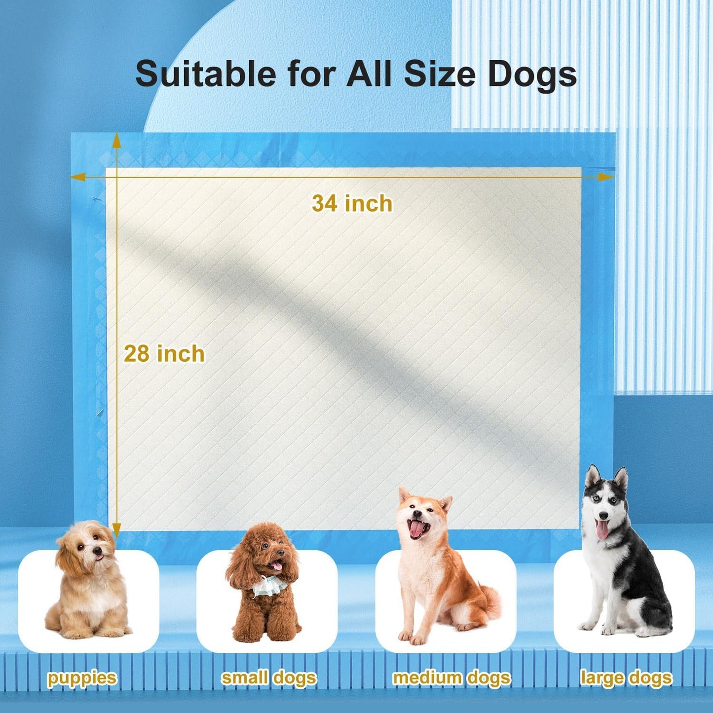 Gardner Pet Ultra Absorbent Thicker Dog Pee Pads Extra Large XL 28"x34" Leak-Proof Odor-Control Blue Puppy Training Pads Full Edge-Wrapping Pad for Dogs Dogs, Puppies, Doggie, Cats, Rabbits - 50 Ct
