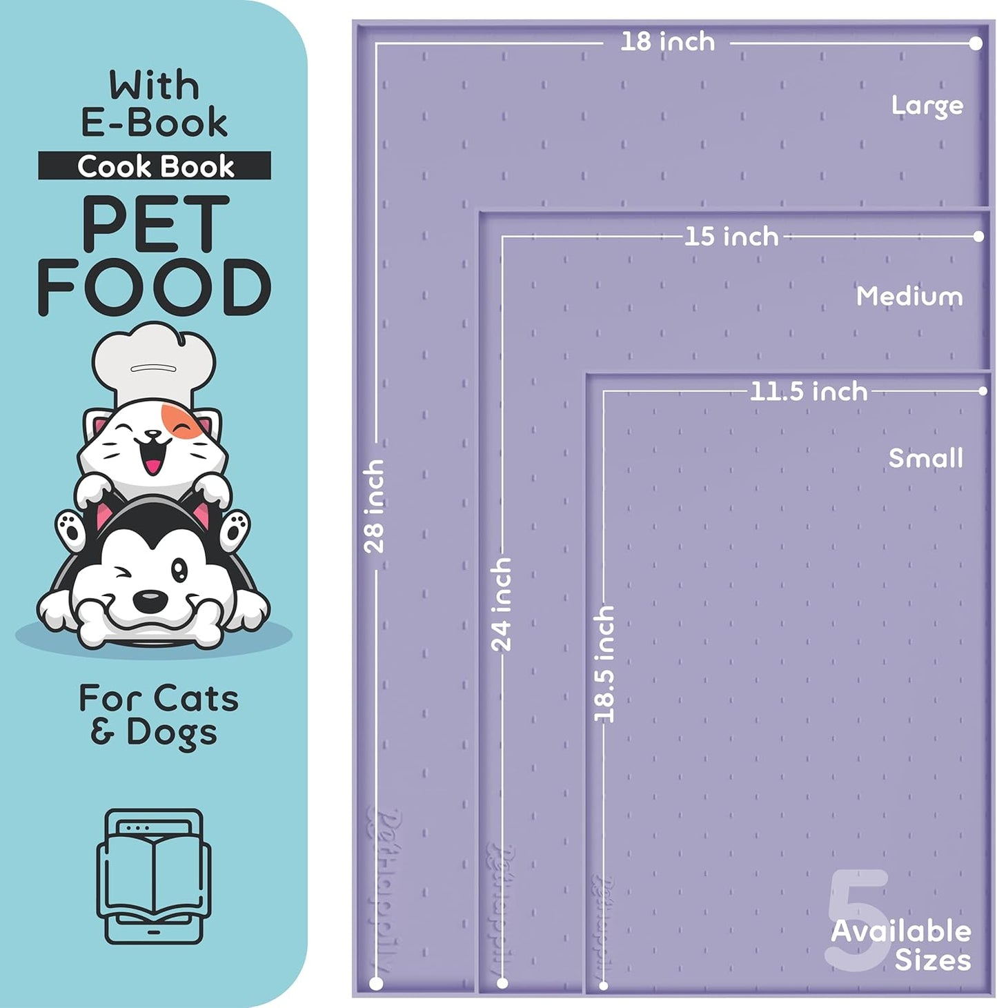 Dog Food Mat - Raised Edges Dogs Mat for Food and Water Prevent Spill, Waterproof Cat Food Mats Protect Floors, Easy Clean Dog Bowl Mats for Food and Water, Silicone Pet Food Tray