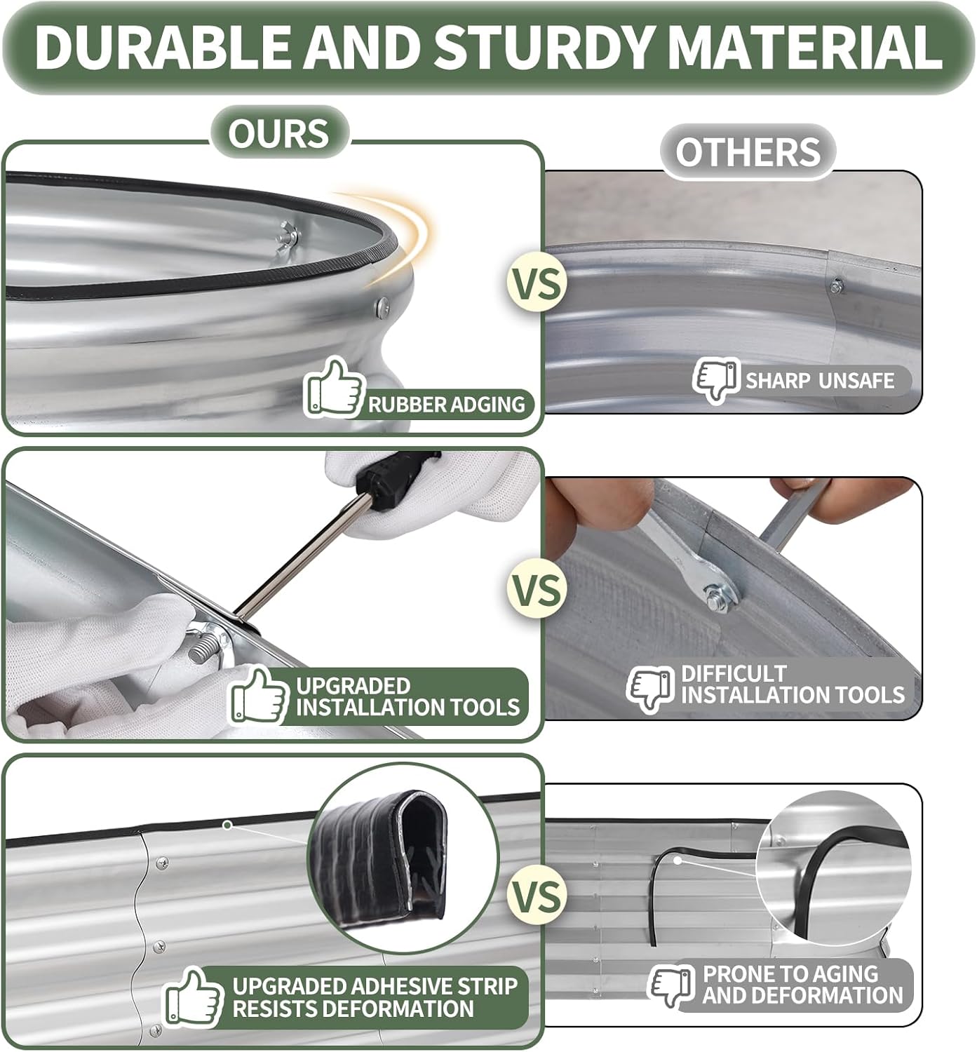 1MORE Galvanized Raised Garden Bed- Planter Garden Boxes Outdoor, Raised Beds for Gardening, 4x2x1ft Metal Garden Bed Kit for Vegetables Flower, Planter Raised Beds with Tools.Silver-2pack