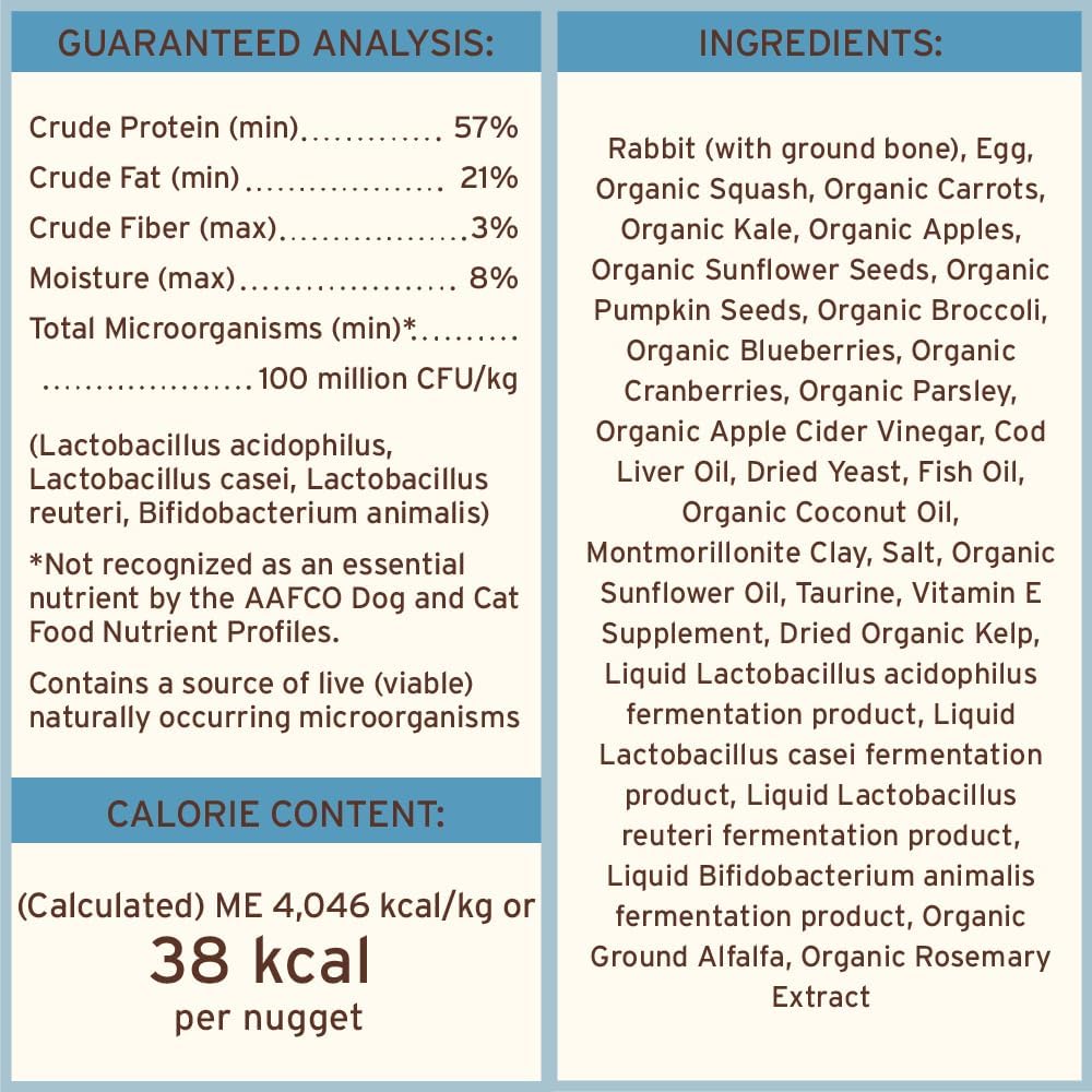 Primal Freeze Dried Raw Cat Food Nuggets Rabbit, Complete & Balanced Meal or Topper, Premium, Healthy, Grain Free, High Protein Raw Cat Food with Probiotics (14 oz)