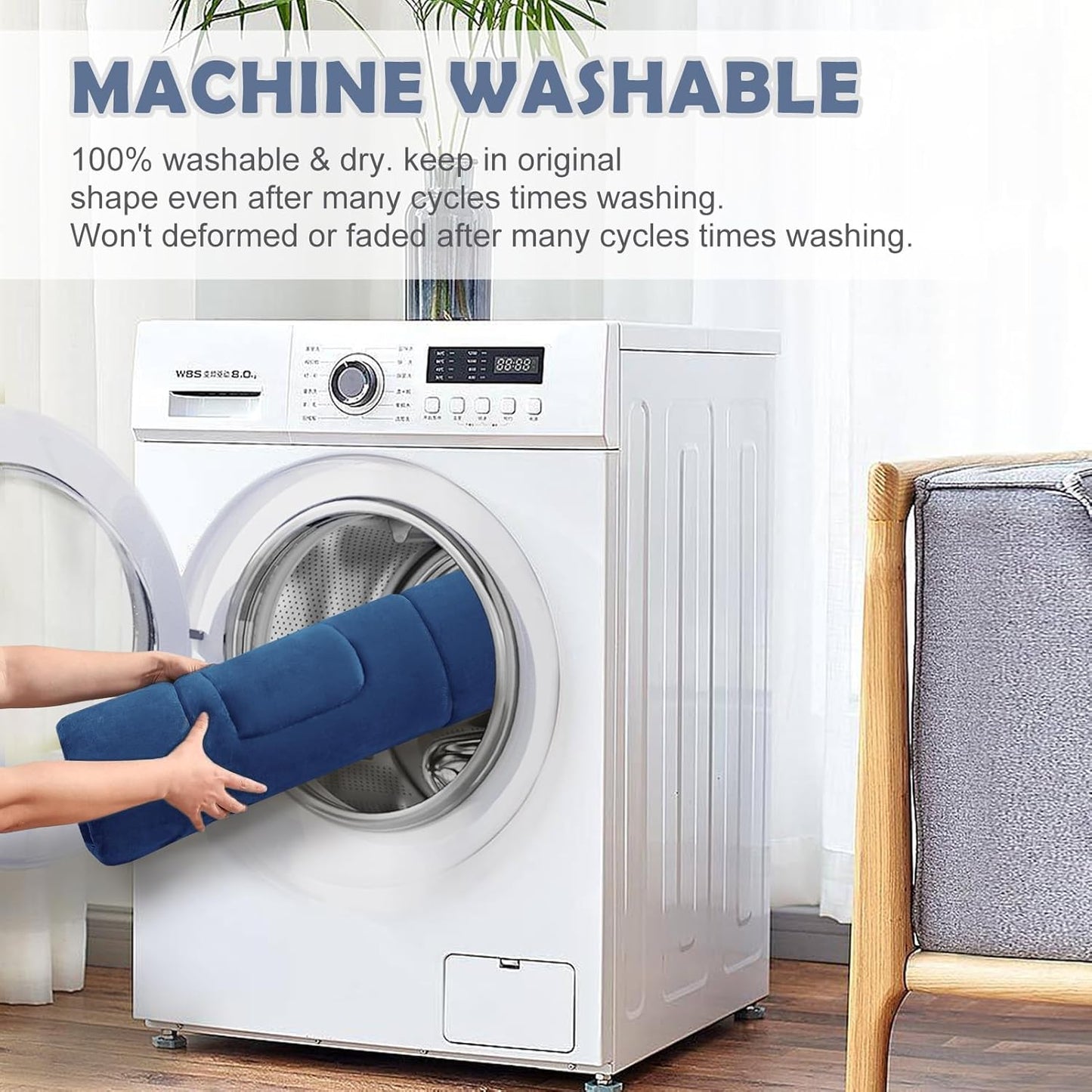 JoicyCo Soft Dog Crate Pad Mat, 48 in Non-Slip Bottom Washable Bed for Extra Large Dogs, Pet Mattress Kennel Pad, Dark Blue