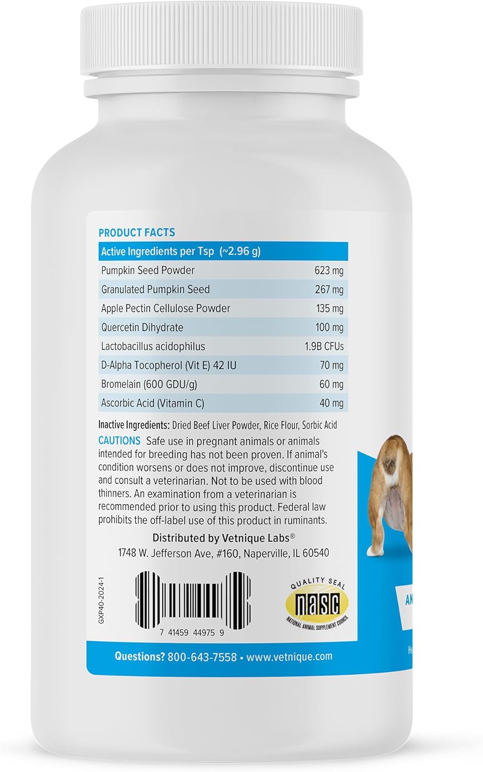 Vetnique Labs Glandex Dog Fiber Supplement Powder for Anal Glands with Pumpkin, Digestive Enzymes & Dog Probiotics for Digestive Health - Vet Recommended - Boot The Scoot (Beef Liver, 4.0oz Powder)
