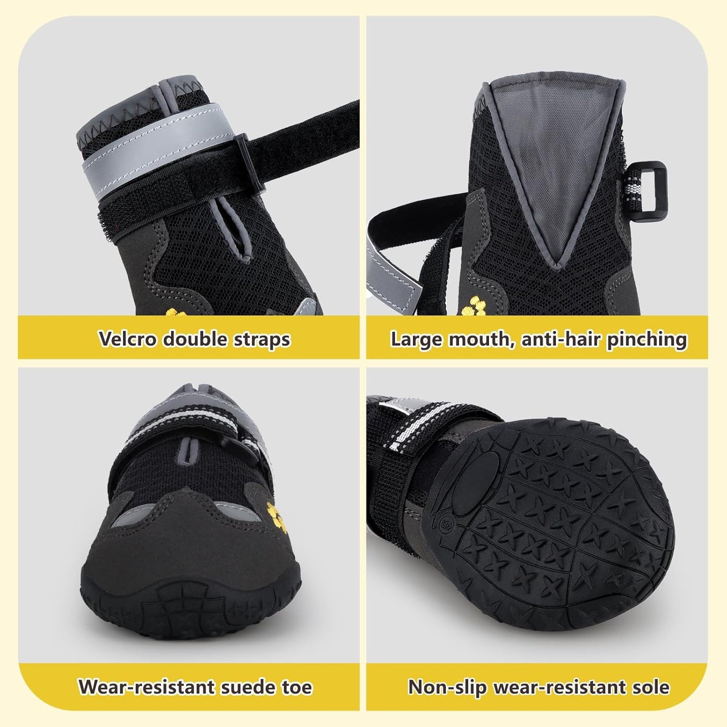 Dog Shoes for Large Medium Small Dog, Mesh Breathable Dog Shoes for Hot Pavement, Anti-Slip Dogs Boots Paw Protectors with Reflective for Outdoor Walking Indoor Hardfloors (Size 4)