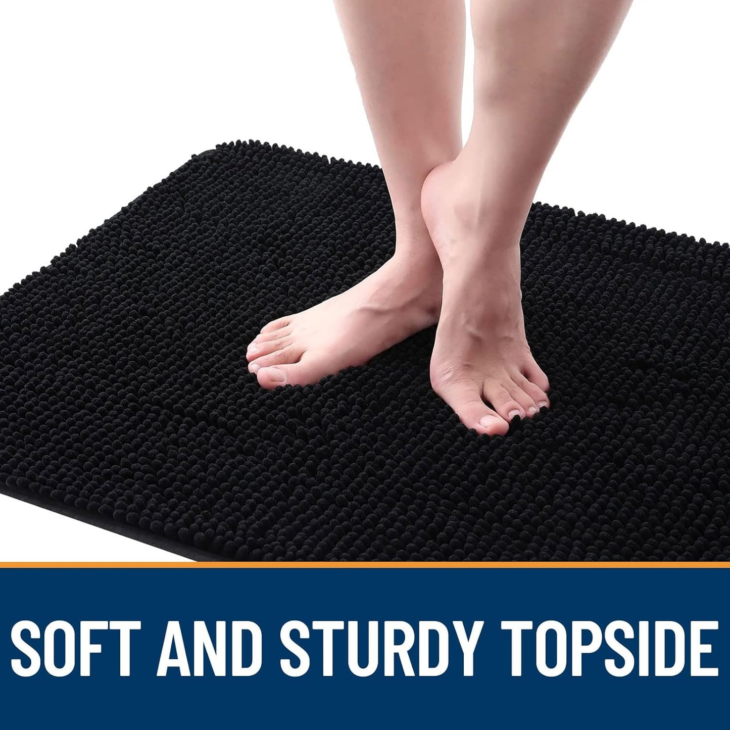 OLANLY Dog Door Mat for Muddy Paws 24x16, Absorbs Moisture and Dirt, Absorbent Non-Slip Washable Doormat, Quick Dry Chenille Mud Mat for Dogs, Entry Indoor Entryway Carpet for Inside Floor, Black