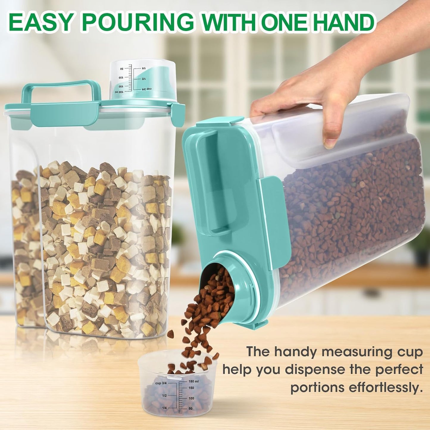 TBMax Pet Food Storage Containers 2 Pack 10 to 14 Lbs Airtight Dog Food Container Dispenser with Large Spout & Portable Handle, Travel Dog Treat Cat Food Storage Bin Bird Seed Container
