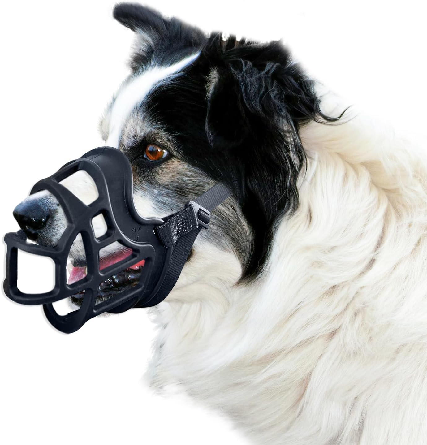 Dog Muzzle, OKKIC Basket Muzzle Anti Biting Chewing, Sturdy Lightweight Muzzle Allows Panting Drinking,Muzzle for Small Medium Large Dogs, Suitable for Grooming Trimming Training (Black, Size6)