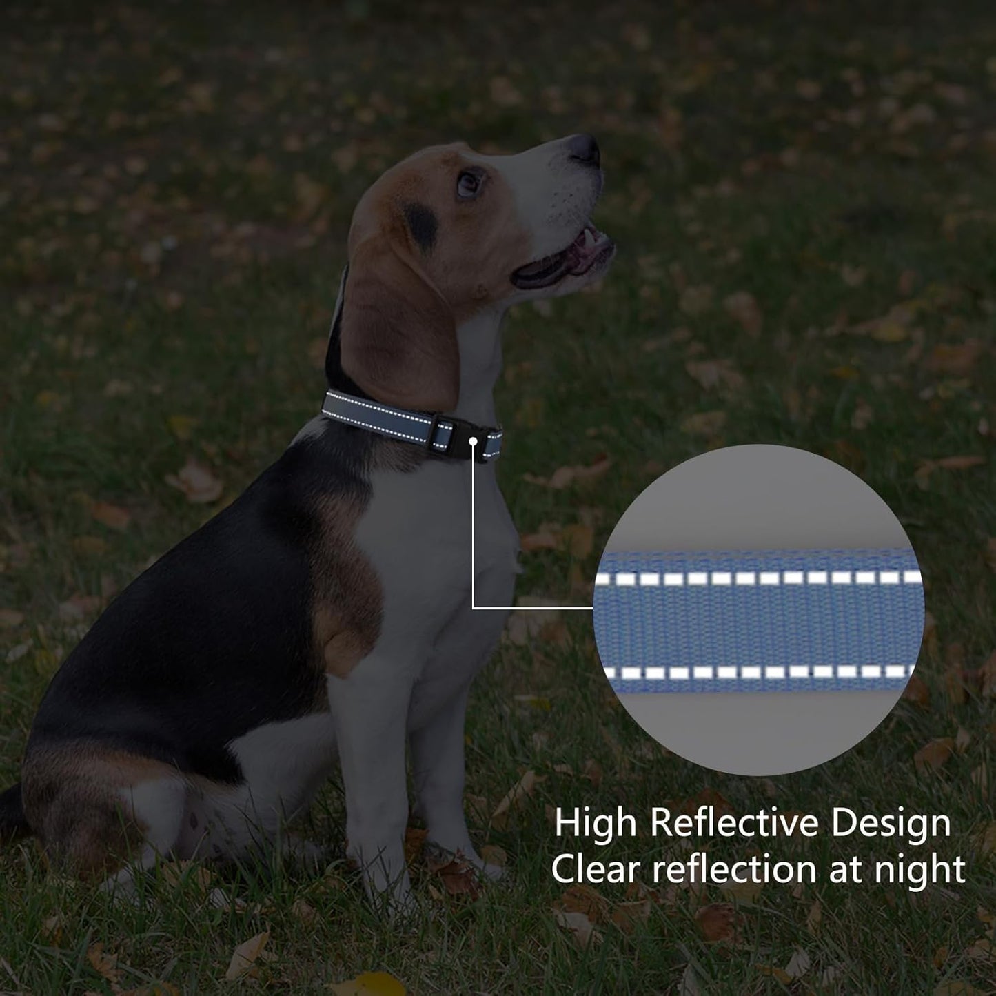 Reflective Dog Collar Padded with Soft Neoprene Breathable Quick Release Basic Dog Collars for Medium Large Dogs Blue Boy Girl