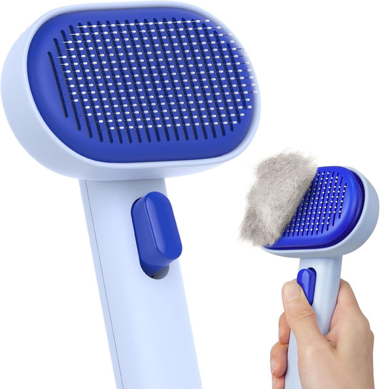 Aumuca Pet Coat Care for Horse Dog Cat, Cat Brushes for Indoor Cats, Horses Grooming Deshedding Brush, Pet Massage Removes Loose Fur, Blue