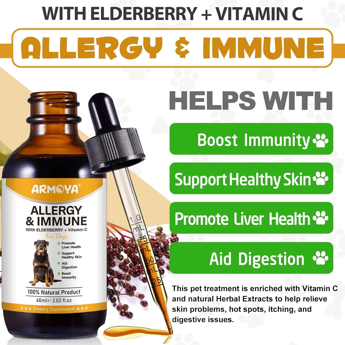 Allergy Relief Drops for Dogs,Allergy and Immune,Immune Support Supplement,Dog Supplement,Natural Pet Supplement for Dog Allergy Relief with Turmeric & Milk Thistle