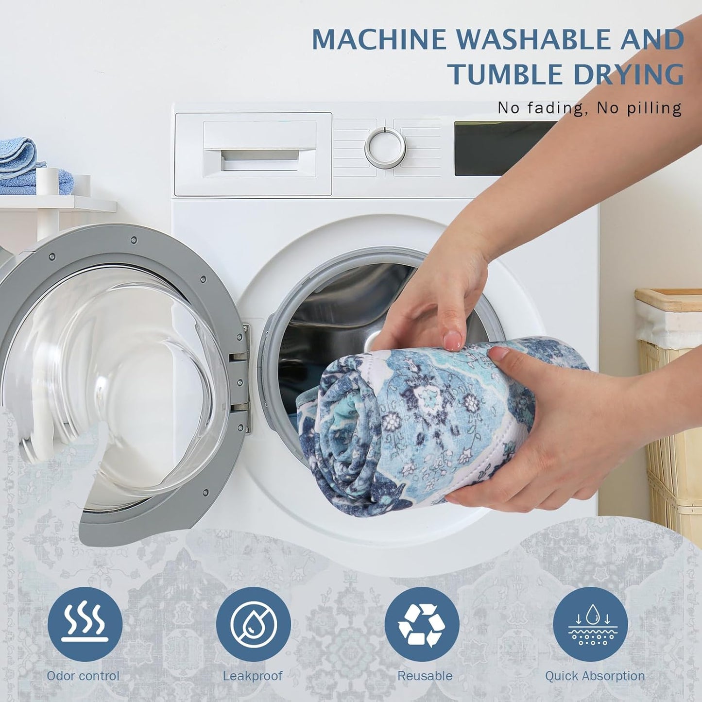 IEUUMLER Washable Pee Pads for Dogs, 2 Pack Reusable Non-Slip Grip, Super Absorbent Waterproof Puppy Pads for Potty Training, Playpen, Crate, Whelping Box EU011 (Blue, 31" x 36")