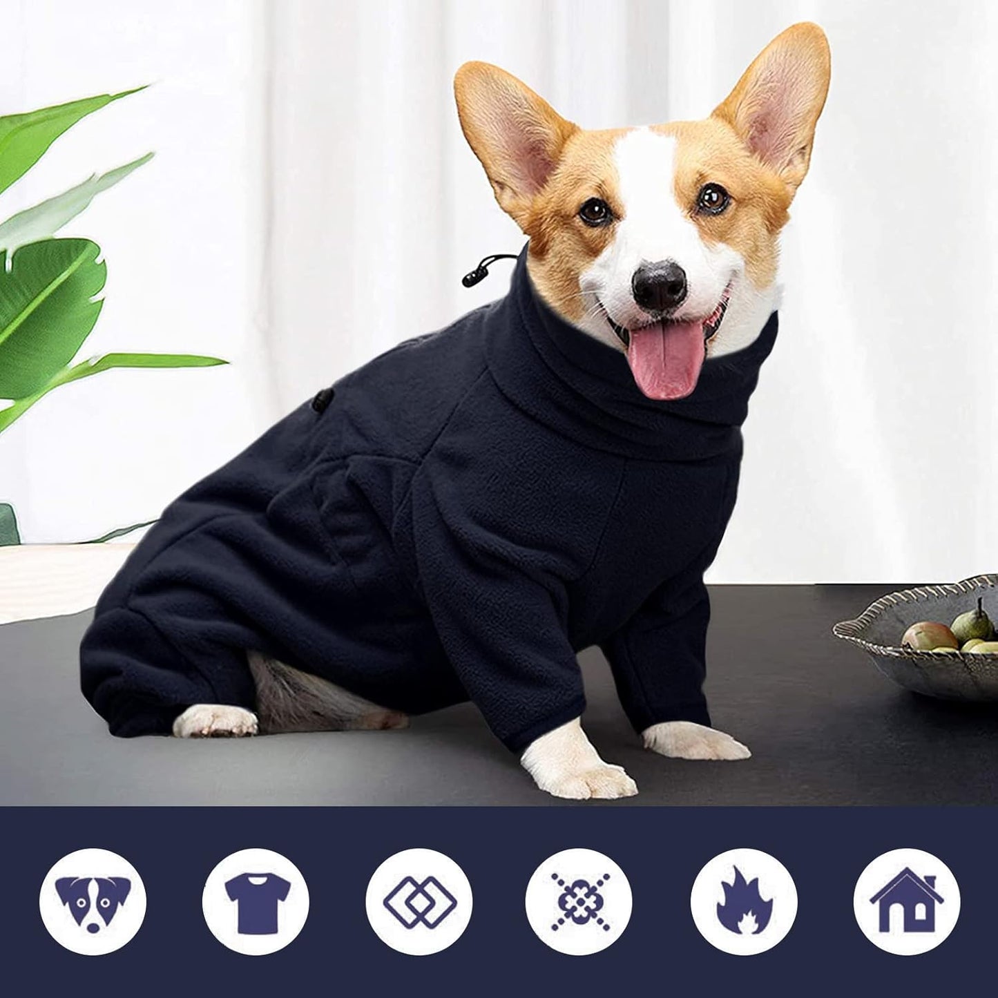 ROZKITCH Large Dog Pajamas, Pet Windproof Warm Cold Weather Jacket Cozy Jumpsuit Apparel Outfit Clothes for Medium Large Dog Walking Hiking Sleep Blue L