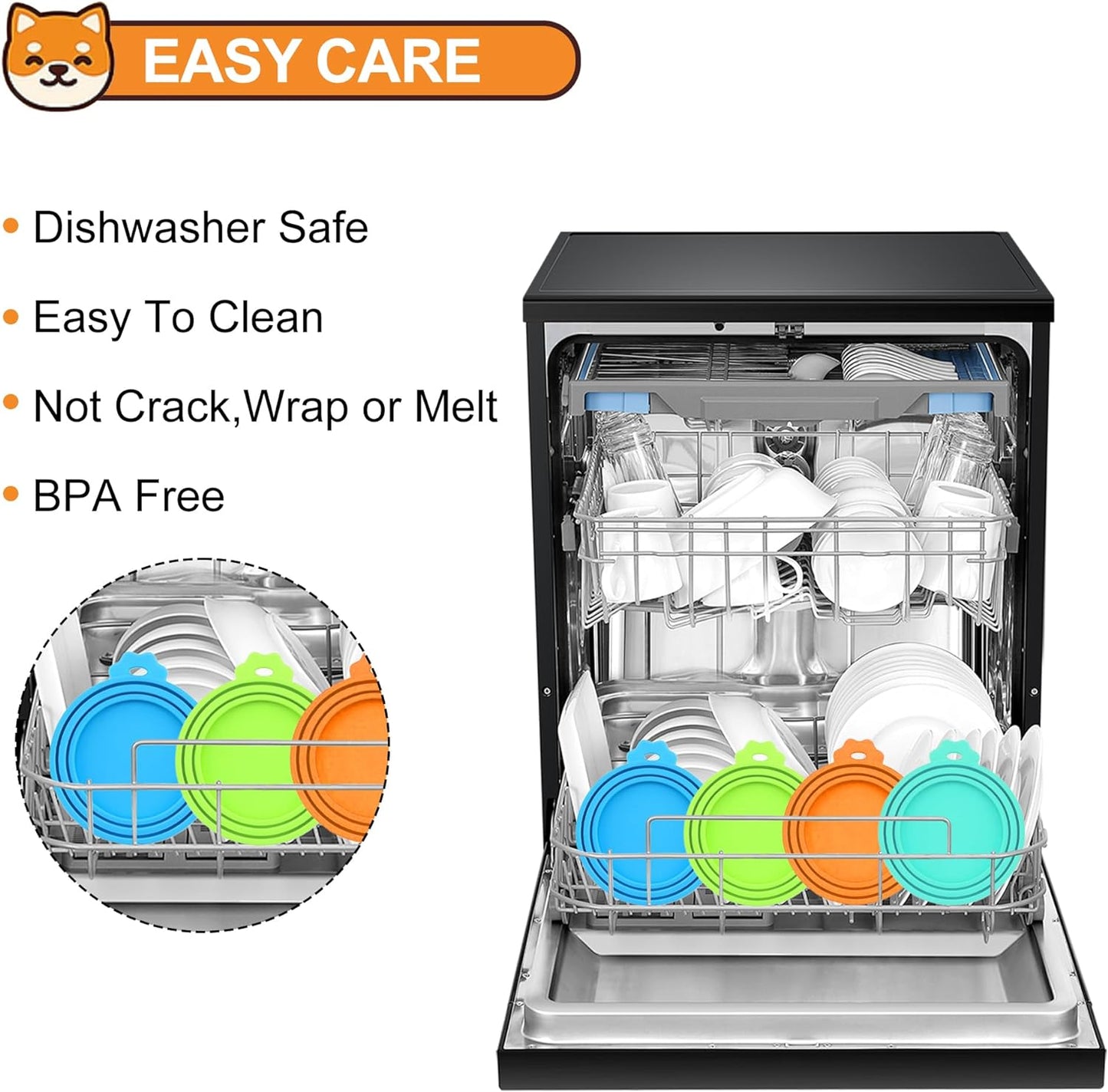 3 Pack Pet Food Can Covers, Silicone Universal Can Lids for Dog & Cat Food, BPA Free, One Fit Most Standard Size Can Lids Top Blue/Green/Black