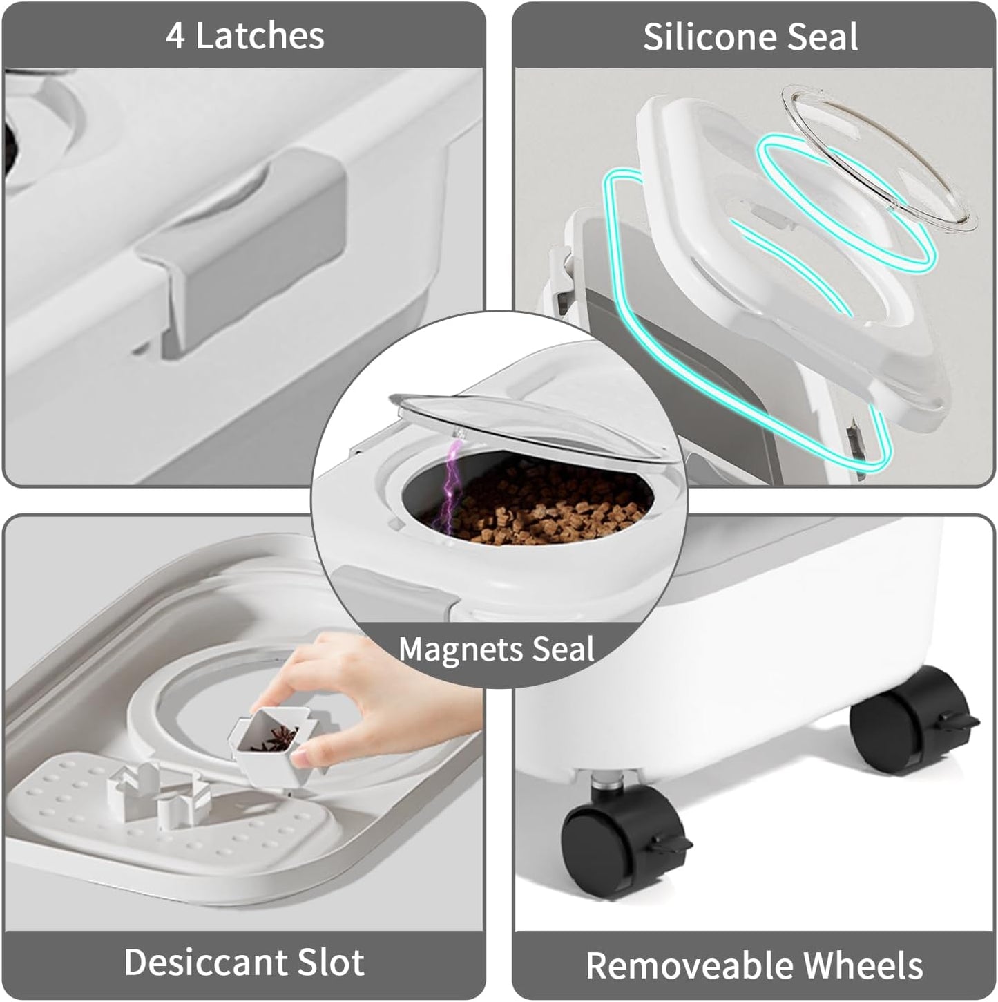 25 Lbs Dog Food Storage Container 2PCS, Collapsible Dog Food Container with Scoop for Pet/Dog/Cat/Bird Food,Keep Dry Food Fresh,Easy to Move(Blue & Khaki)