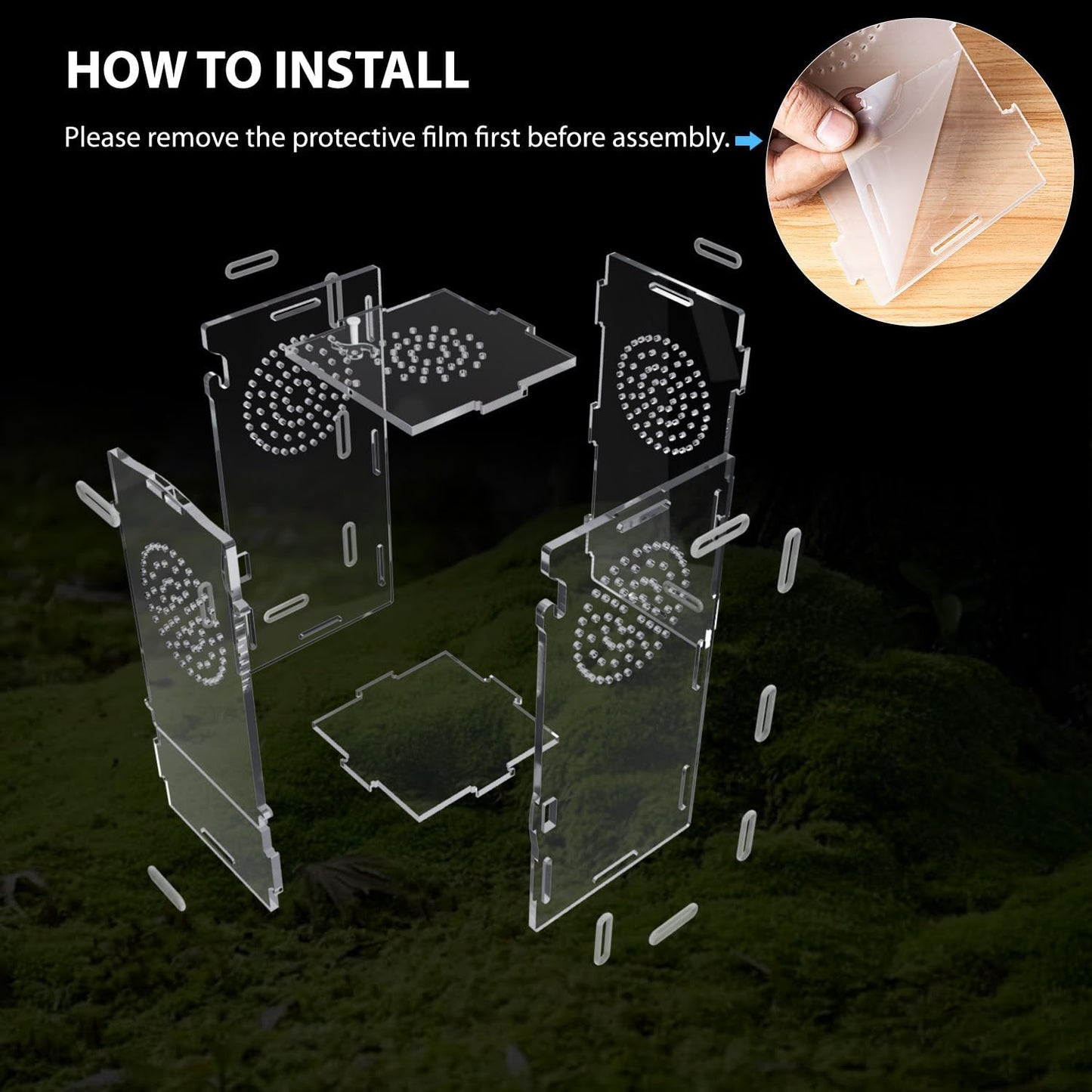 Jumping Spider Enclosure, Acrylic Praying Mantis Habitat, 8"*4"*4" Insect Terrarium, Small Reptile Cage Accessories with Secure Lock for Arboreal Tarantula, Snails, Bug, Lizard