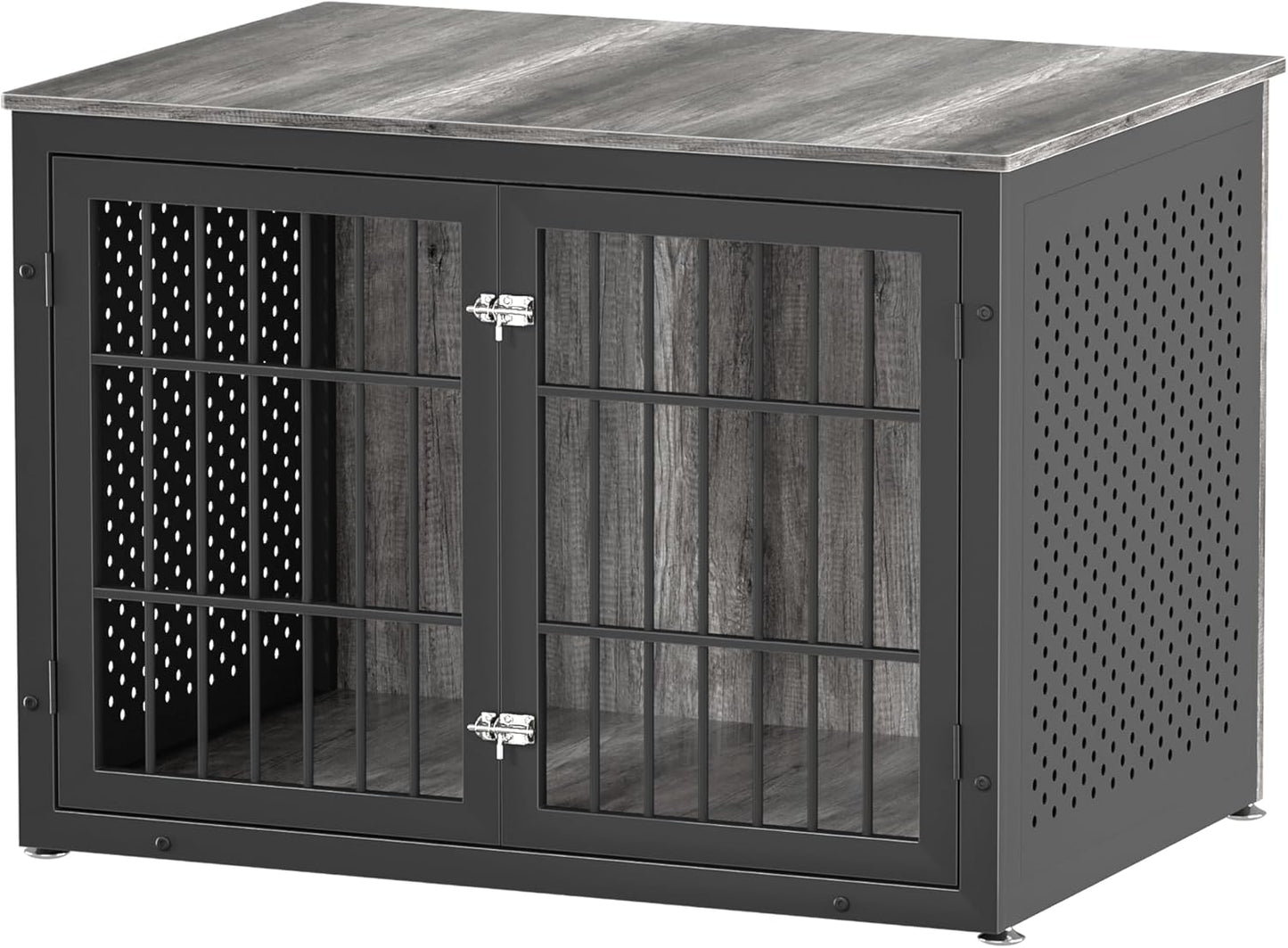 42" Heavy Duty Dog Crate Furniture for Large and Medium Dogs, Enclosed Design Wooden Metal Kennel, Pet Cage Furniture Indoor, Decorative Dog Kennel, End Table