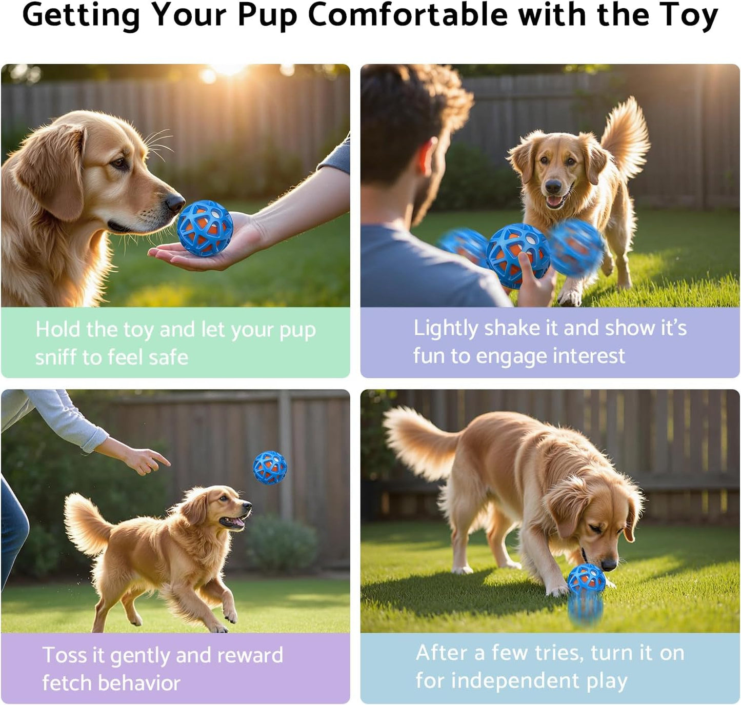 seagi Interactive Dog Toys – Durable Automatic Bouncing & Vibrating Interactive Dog Ball for Smart Play, Motion-Activated Moving Dog Toy for Small/Medium/Large Dogs,USB Rechargeable (Orange)